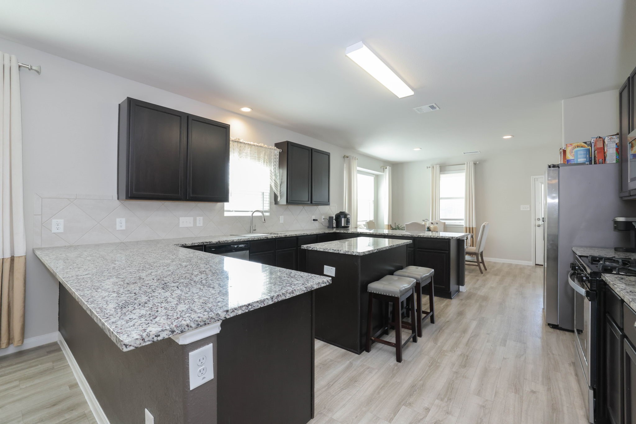 Spacious kitchen with an island.