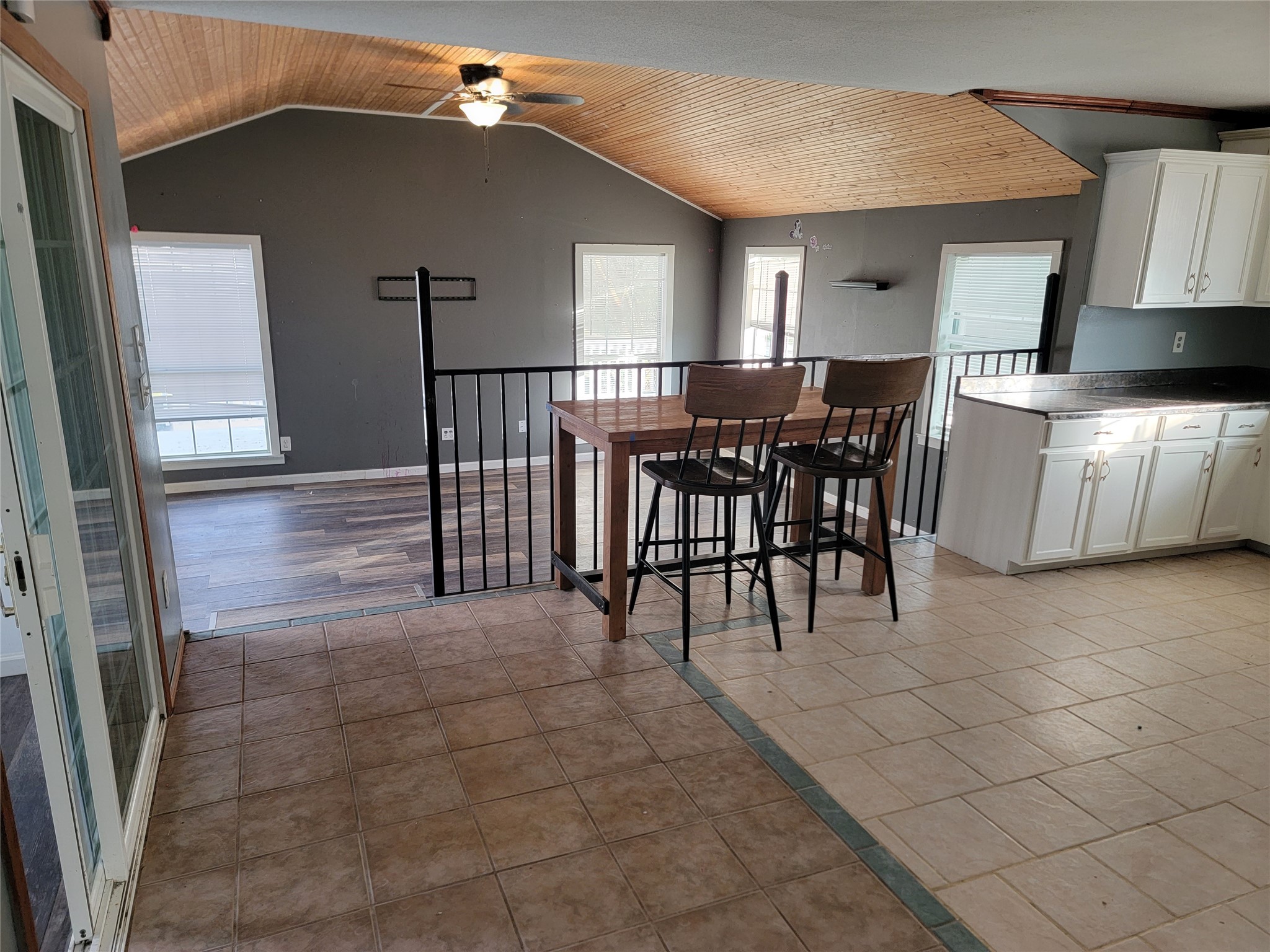 upstairs kitchen and living