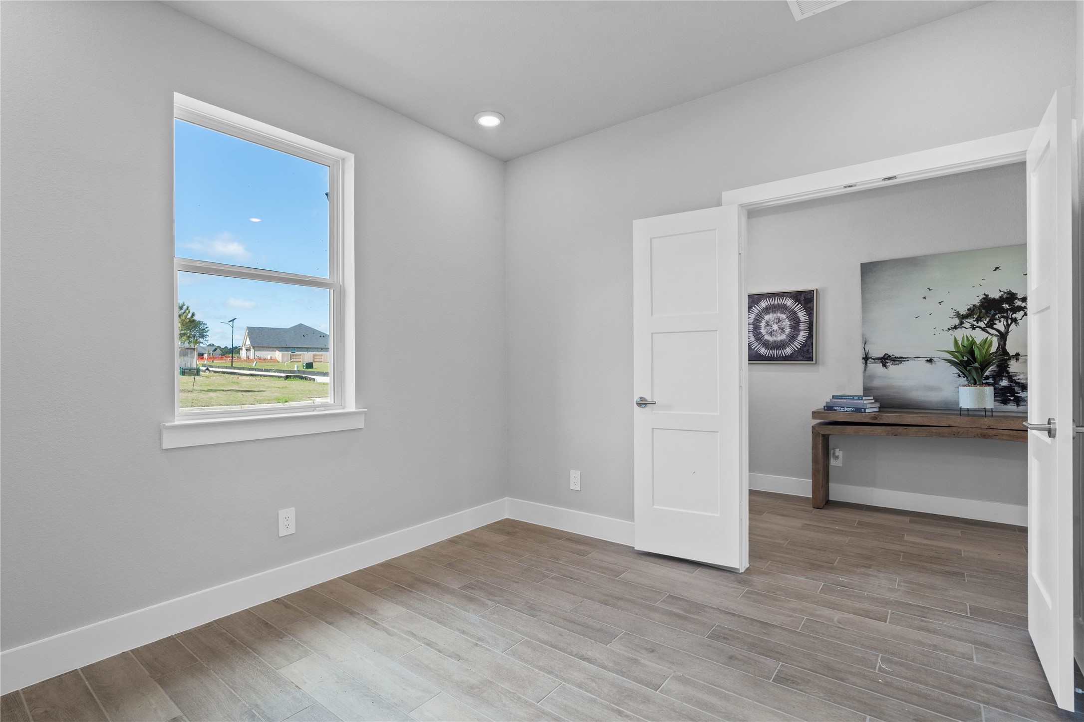 Additional view from Study featuring the double doors for added privacy.