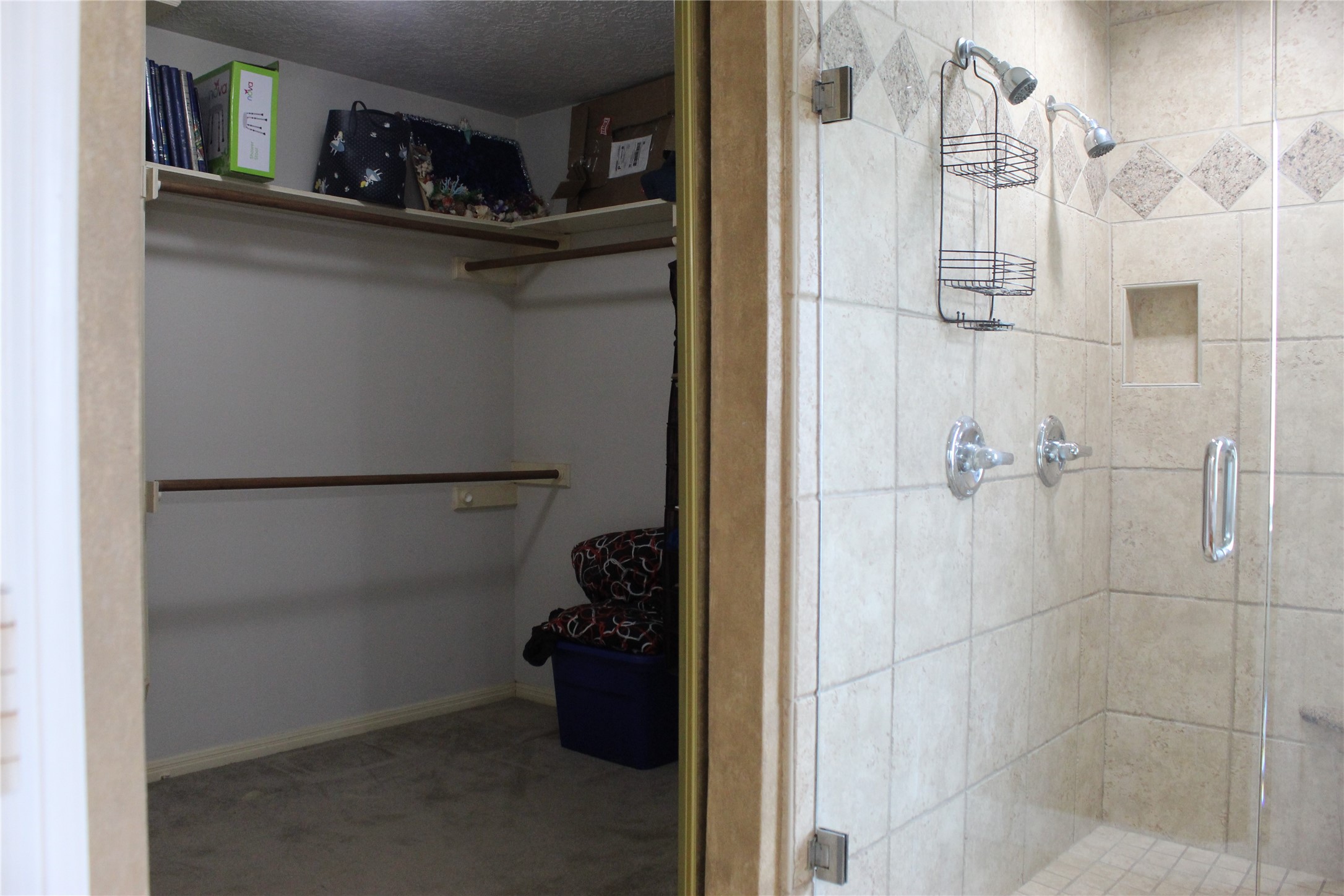 Double shower heads in shower