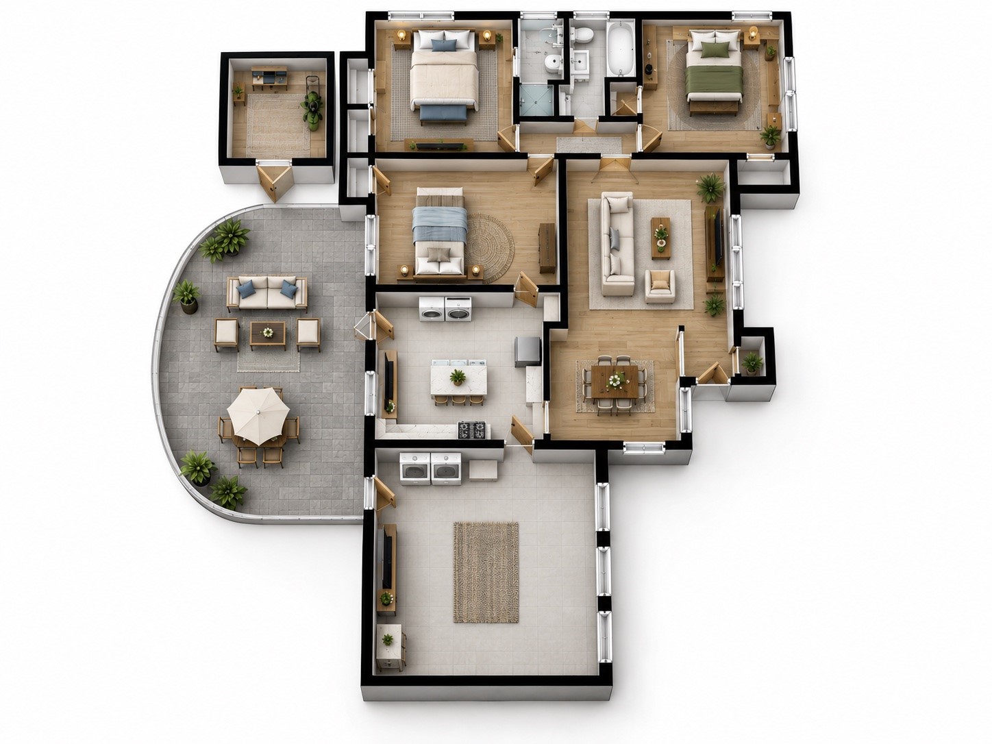 This image has been staged and or rendered using AI. The permanent items are all original to the home. This image has been staged and or rendered using AI. The permanent items are all original to the home.