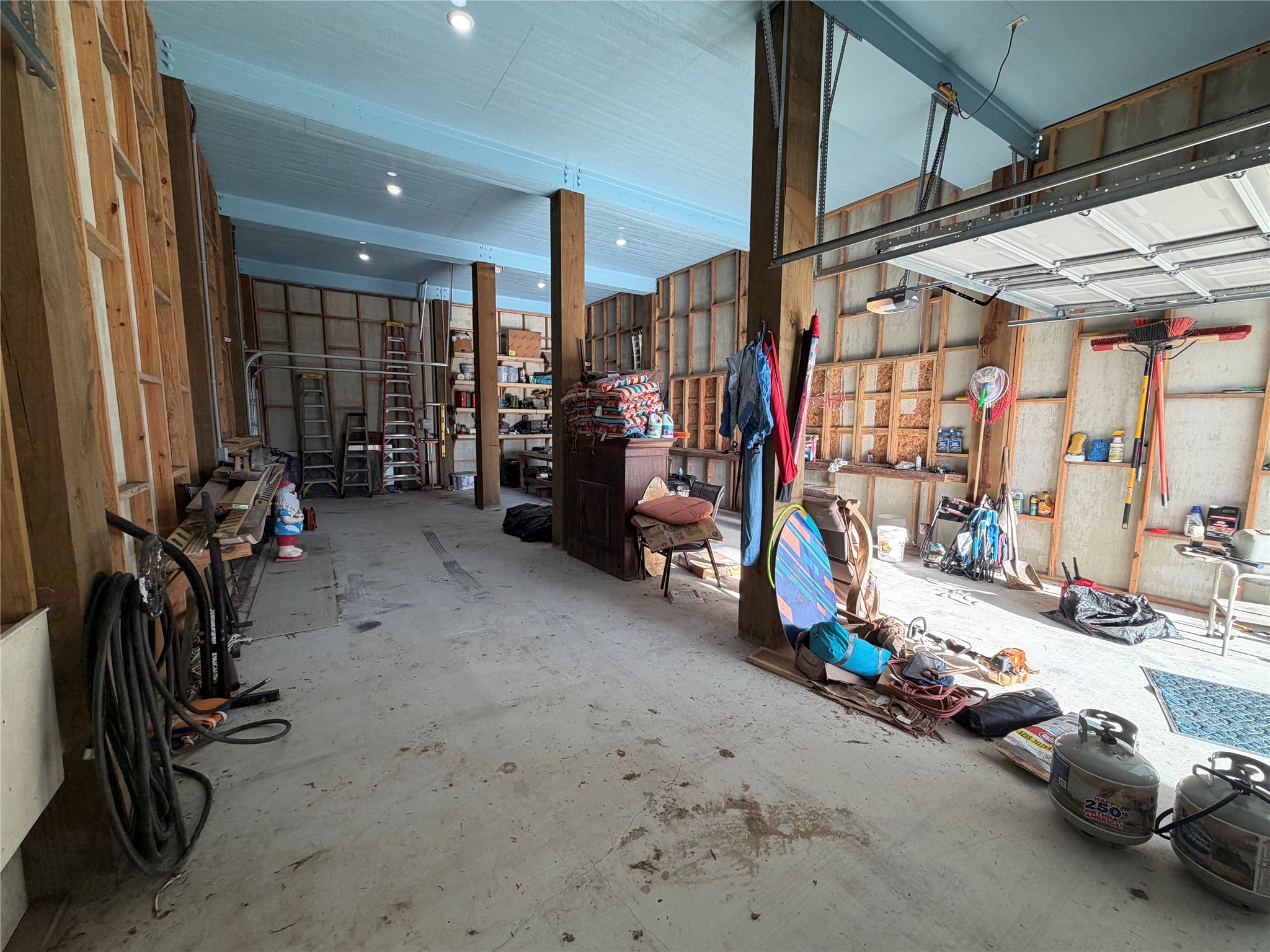 Inside view of large garage