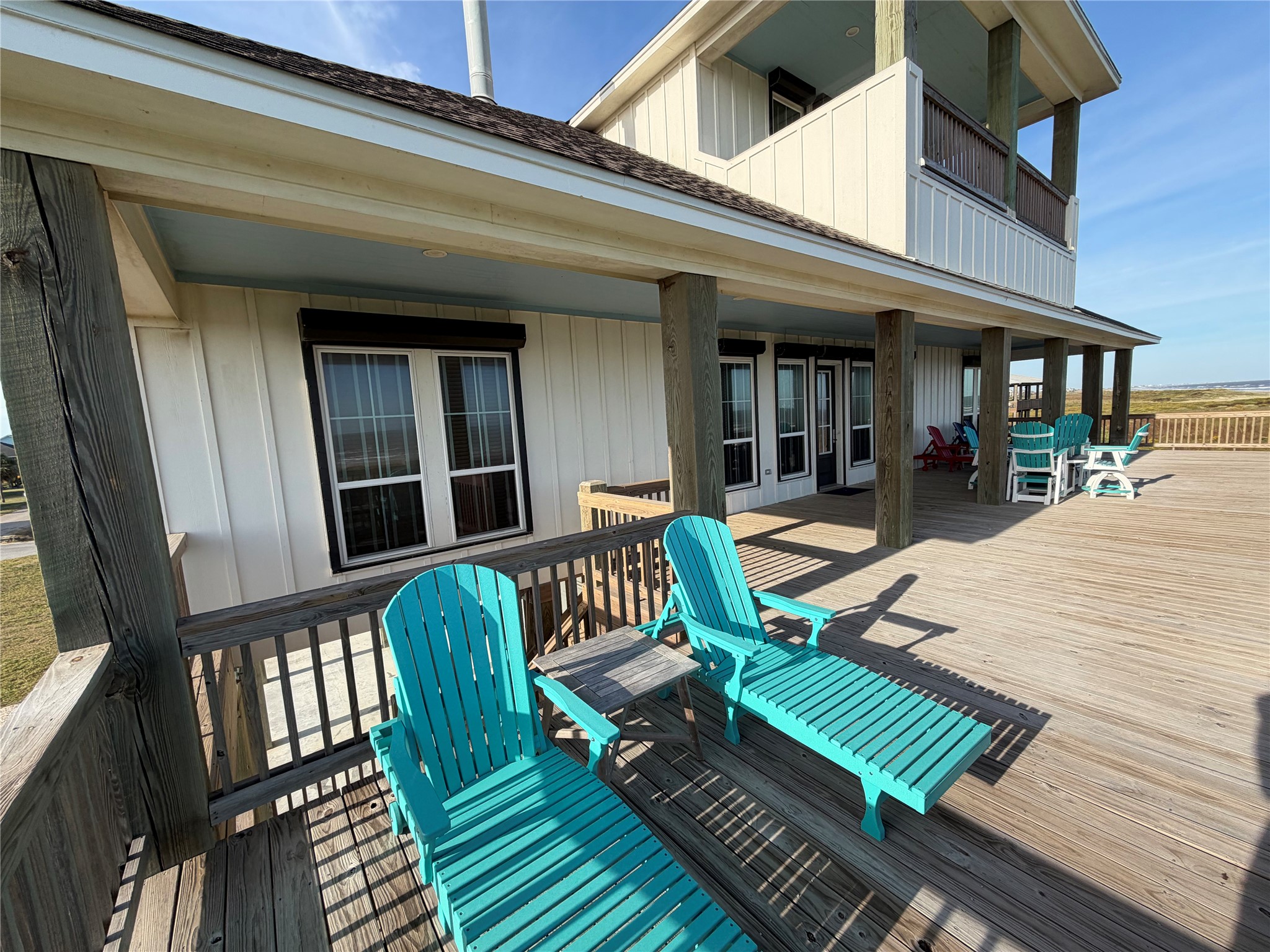 Additional seating on partially covered deck