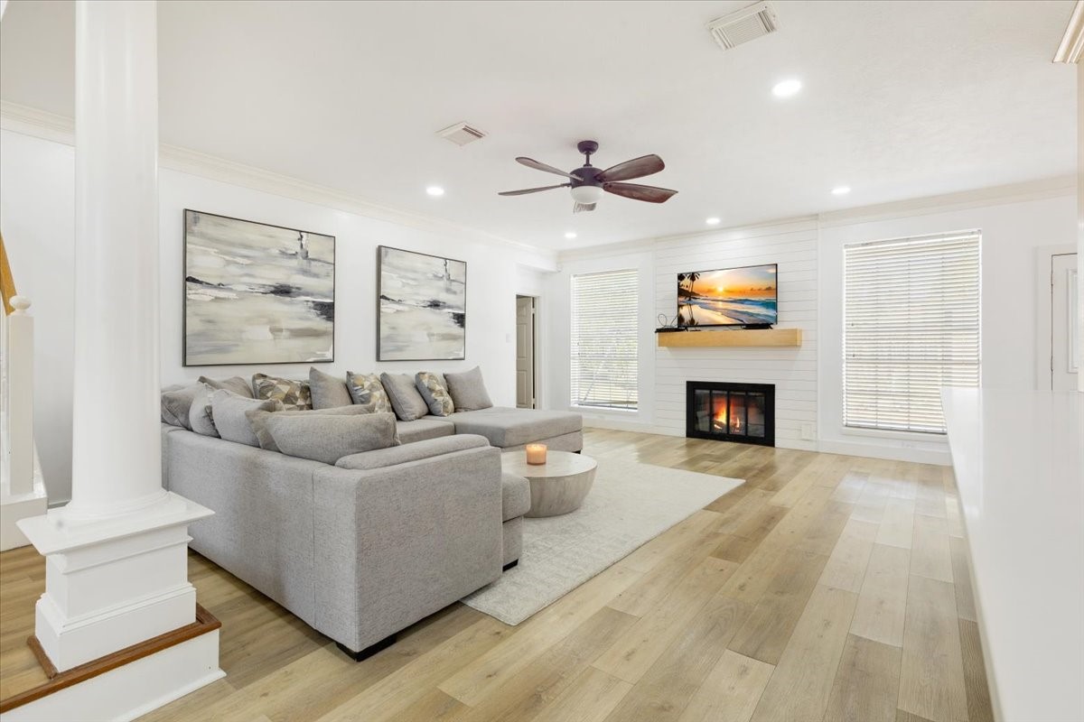 Living room with fireplace