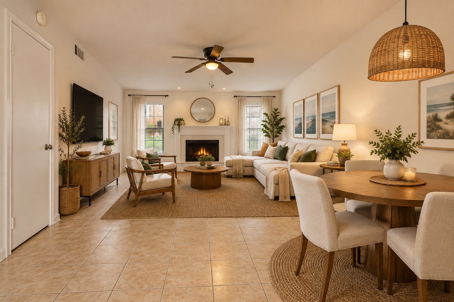 VS The fireplace sets a beautiful tone