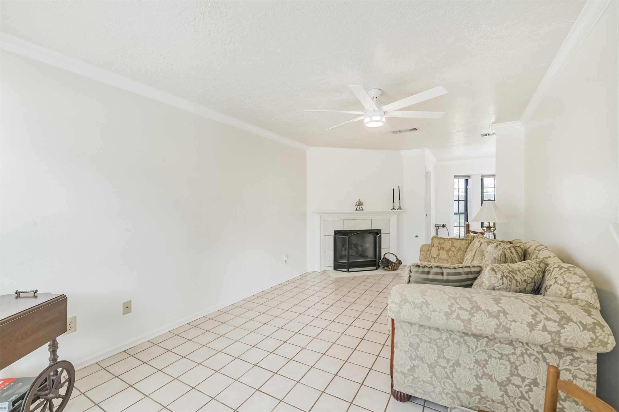Living room with fireplace