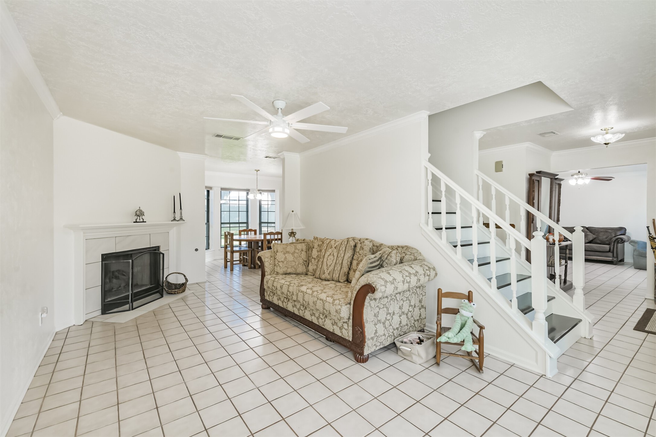 Living room with fireplace