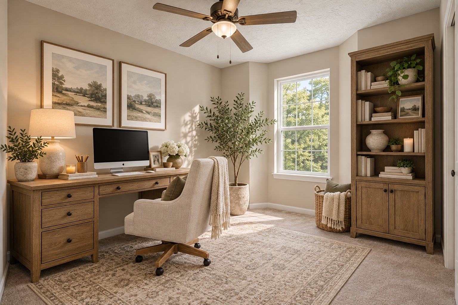 Bedroom two as a home office-virtually staged