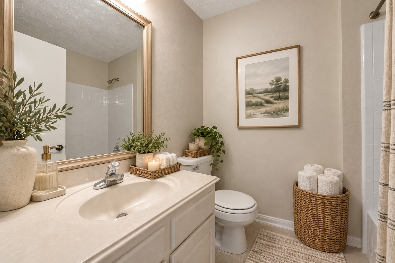 Bathroom one-virtually staged