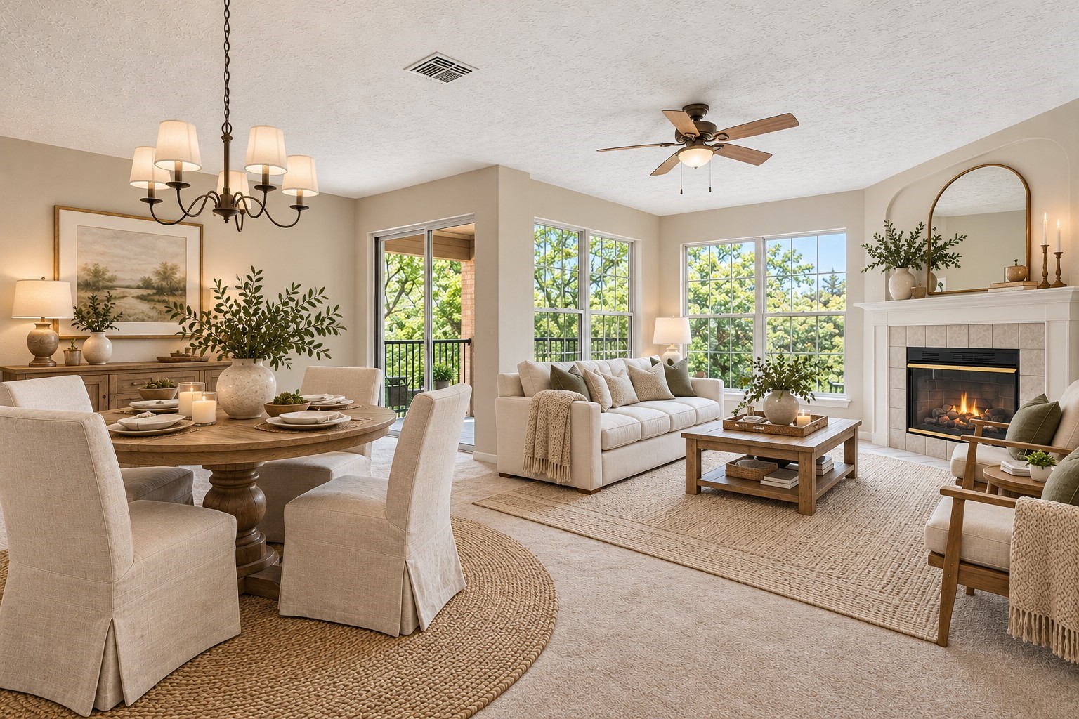 Dining and living area-virtually staged Dining and living area-virtually staged