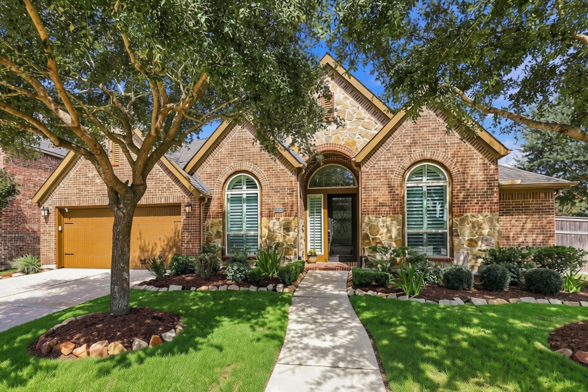 Welcome to 27302 Liberty Heights Lane, located in the award-winning community of Cross Creek Ranch! Situated on a desirable corner lot, this gorgeous one-story home welcomes you with an attractive gable roofline, lush landscaping, and mature oak trees that create beautiful curb appeal.