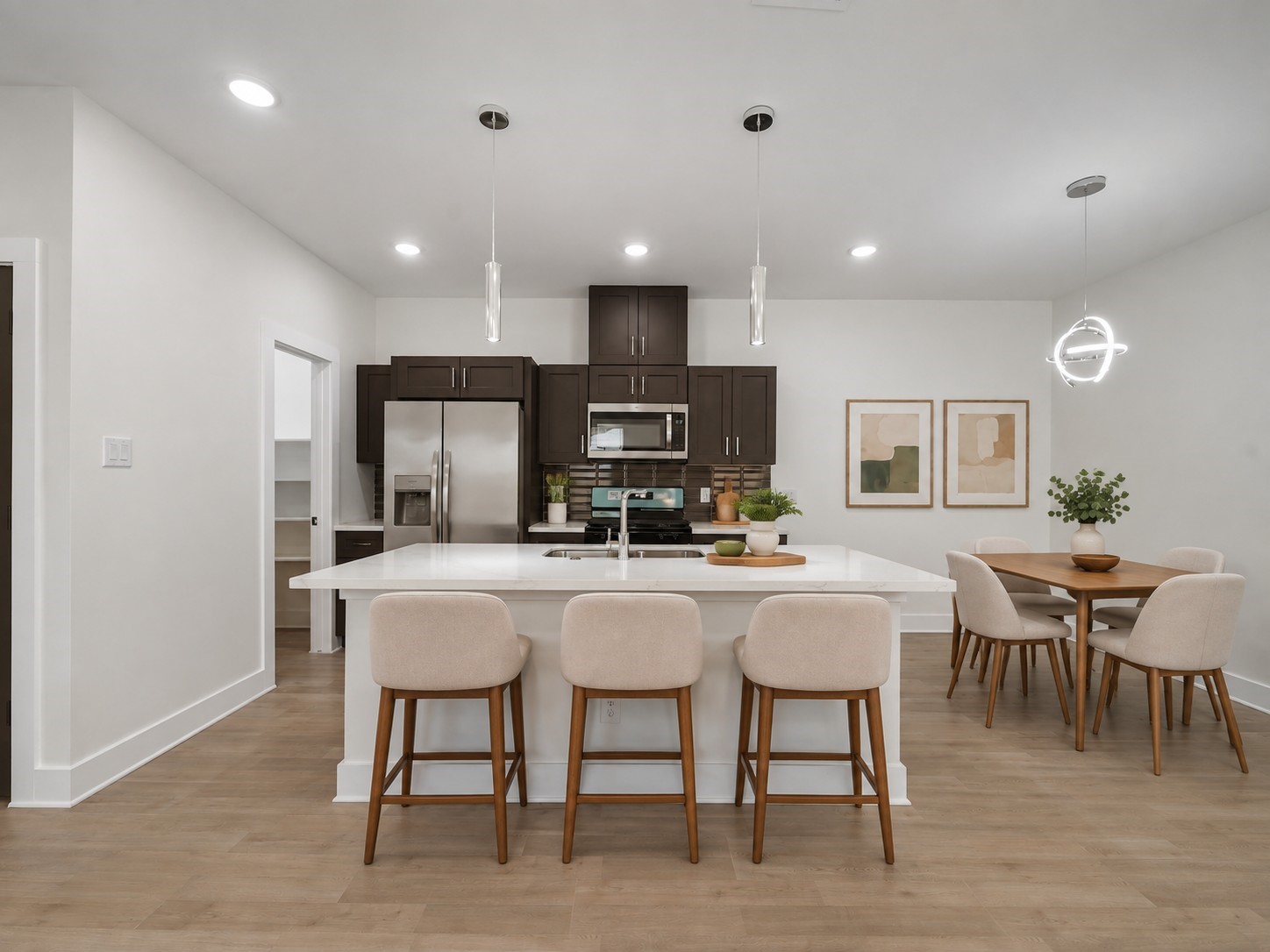 Virtually staged kitchen/dining area