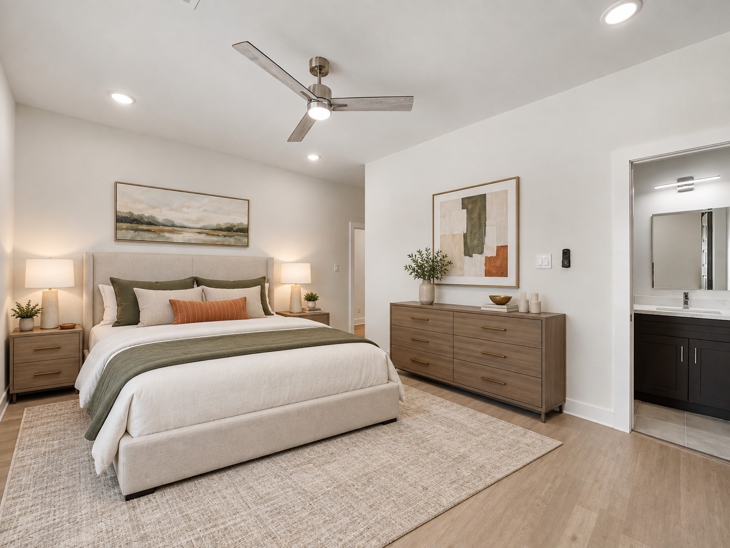Virtually staged Primary bedroom with en suite