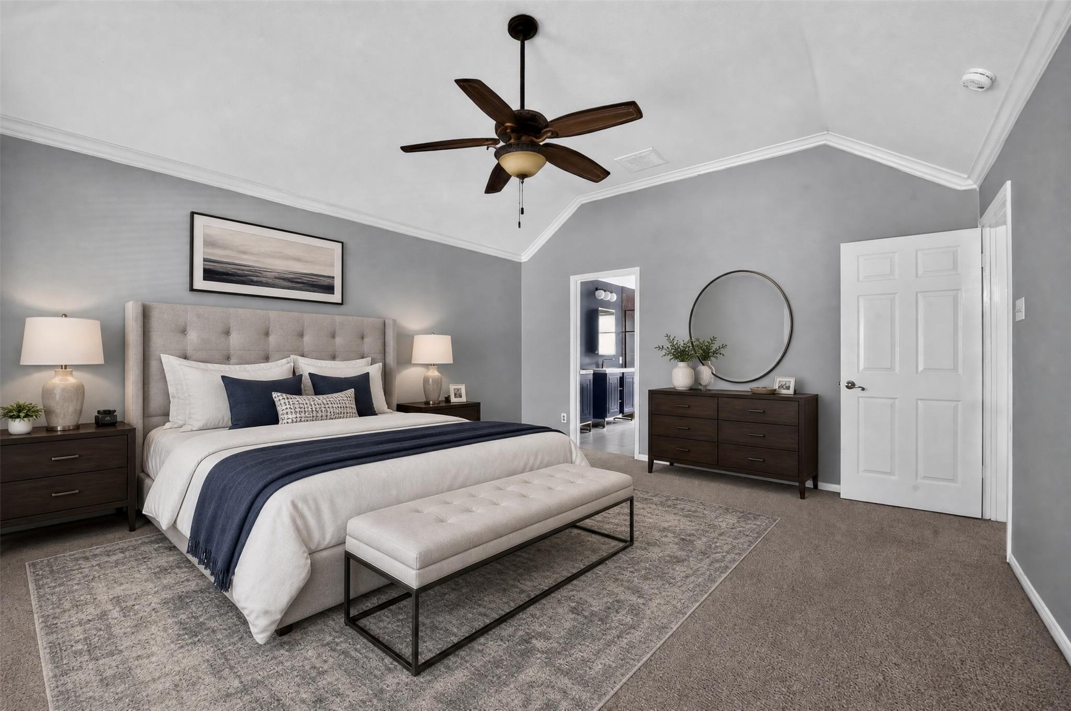 Virtually staged to help you plan how to place your furniture when you make this your bedroom.