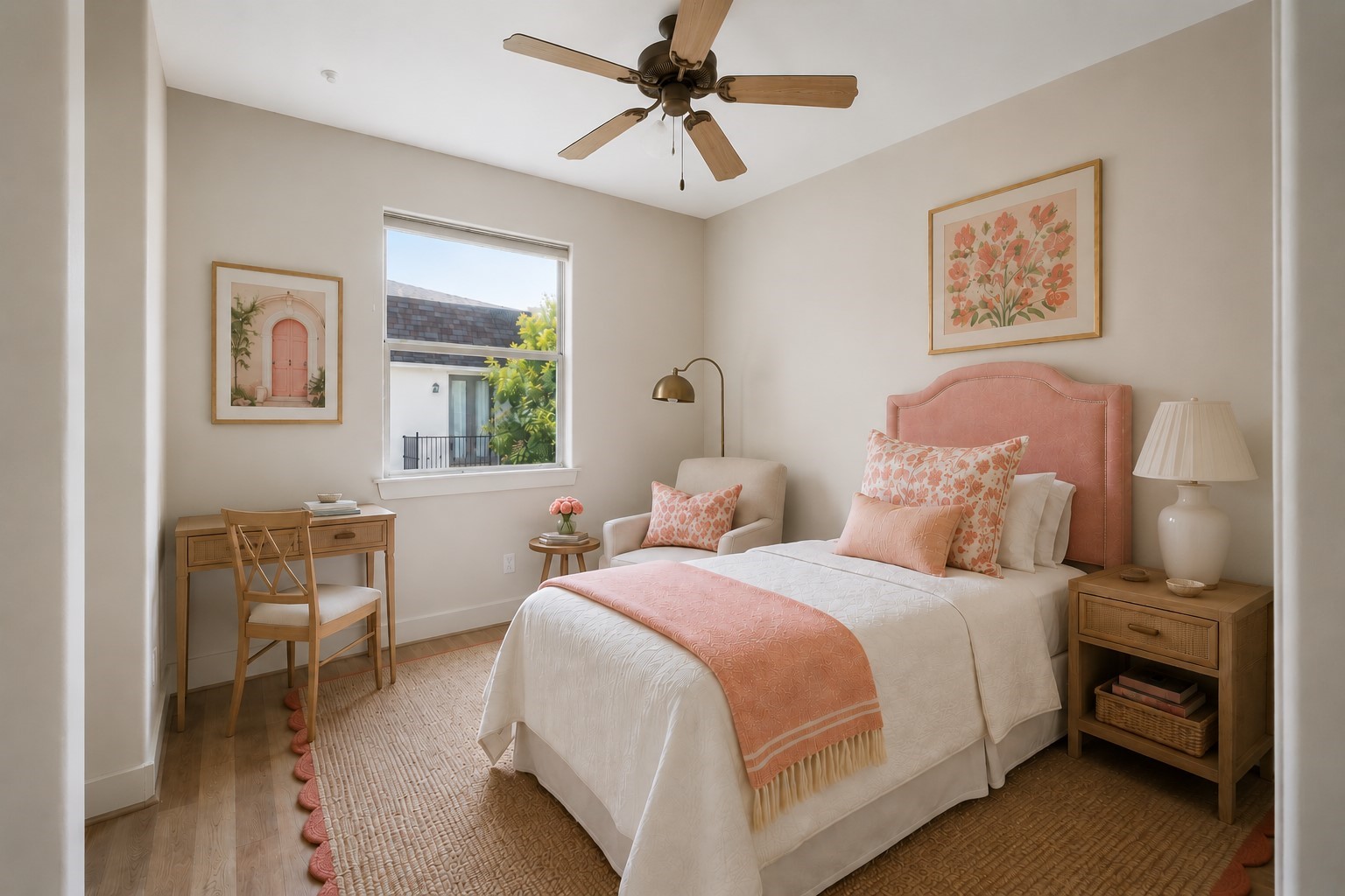Secondary bedroom.  Virtually staged.