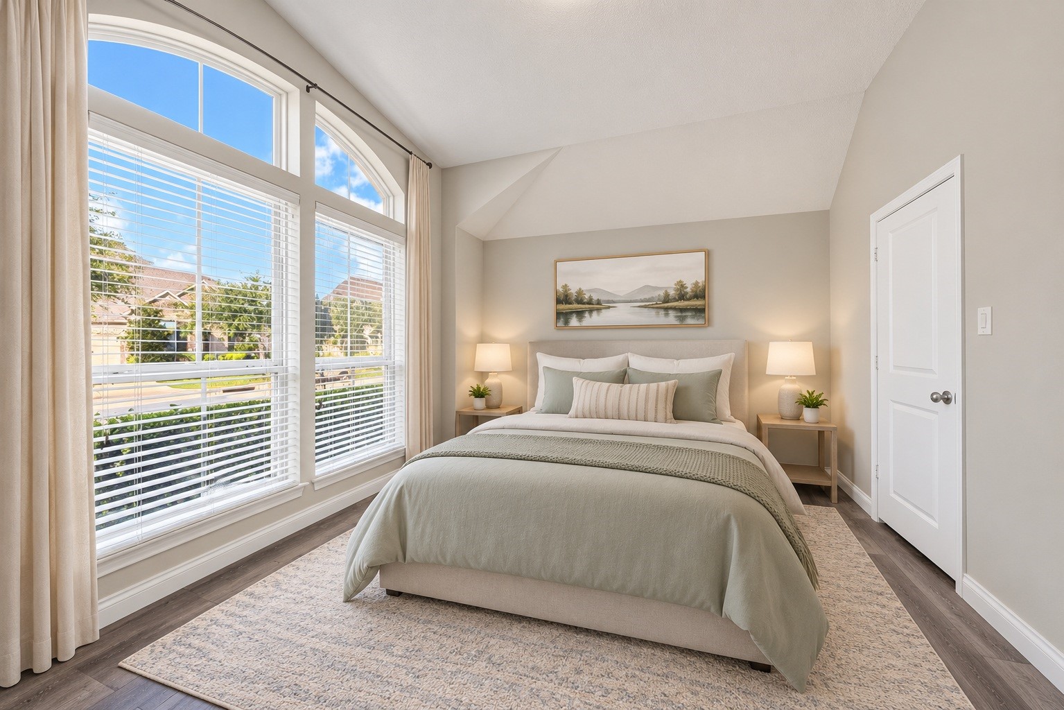 Cozy secondary bedroom with warm natural light, perfect for kids or out-of-town guests. (virtual staged)