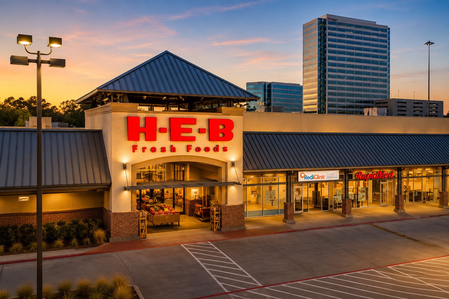 H-E-B, 2.7 miles away  One of Texas' most beloved grocery chains offering fresh groceries, deli, pharmacy, beer & wine, and a florist all under one roof.