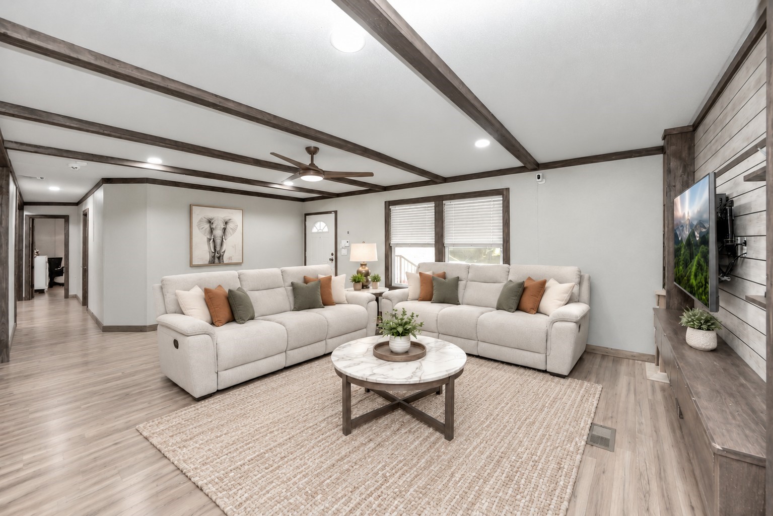 Virtually staged living room.