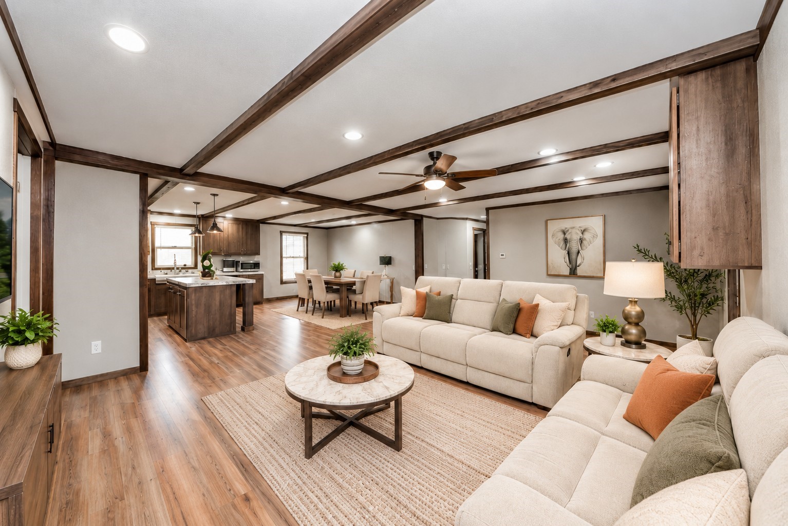 Virtually staged living room.