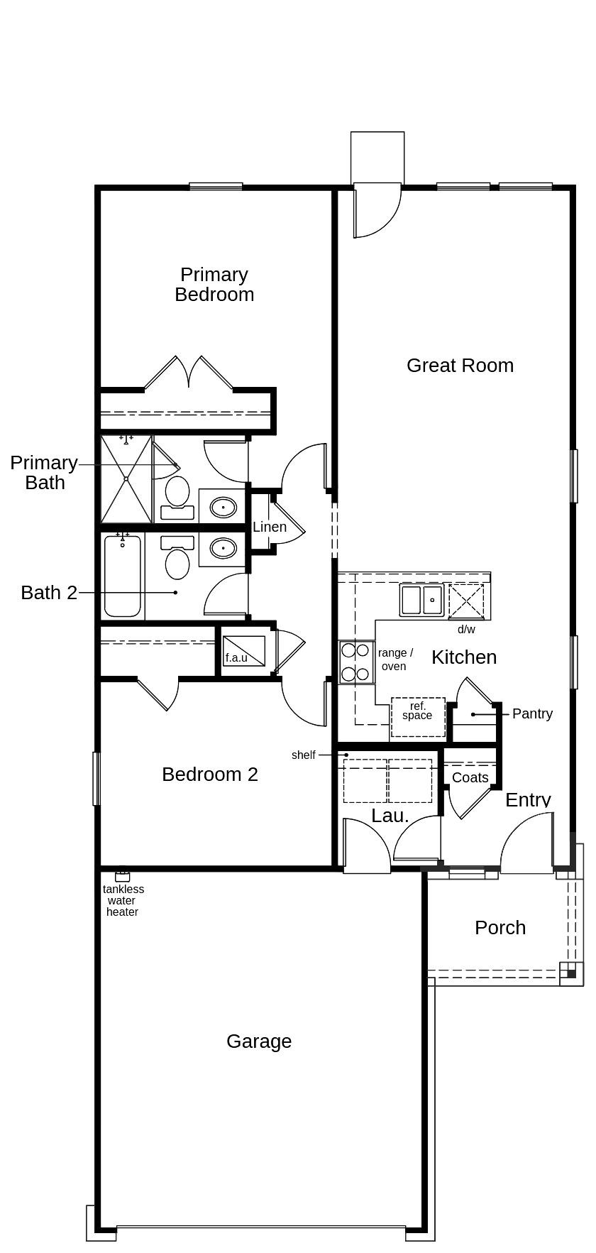 This floor plan features 2 bedrooms, 2 full baths, and over 1,000 square feet of living space.