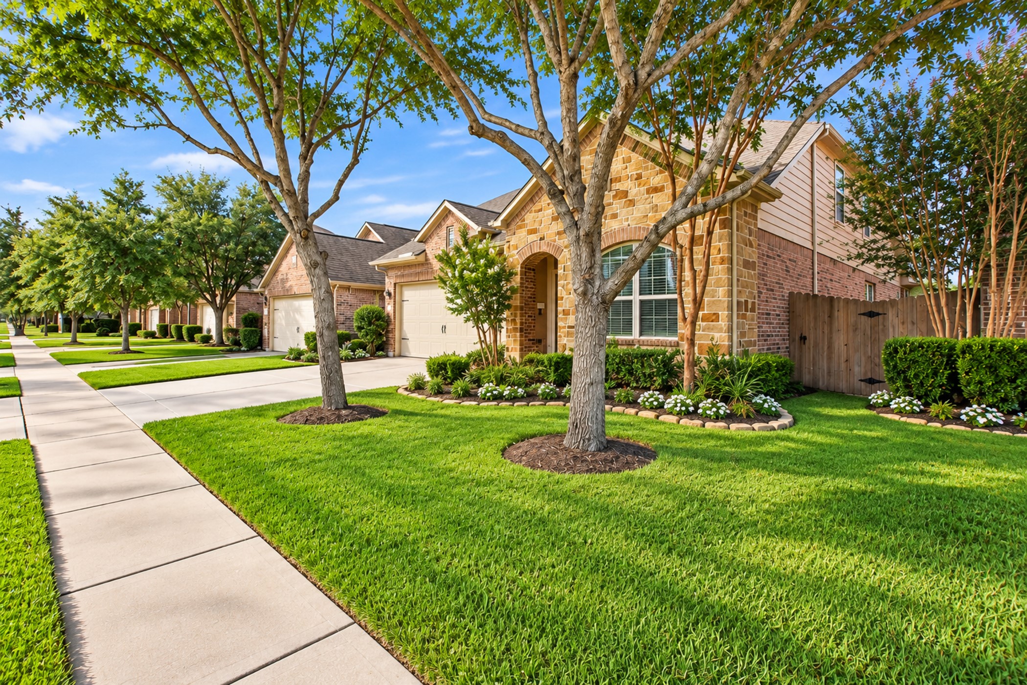 Front trees offers shade to the home