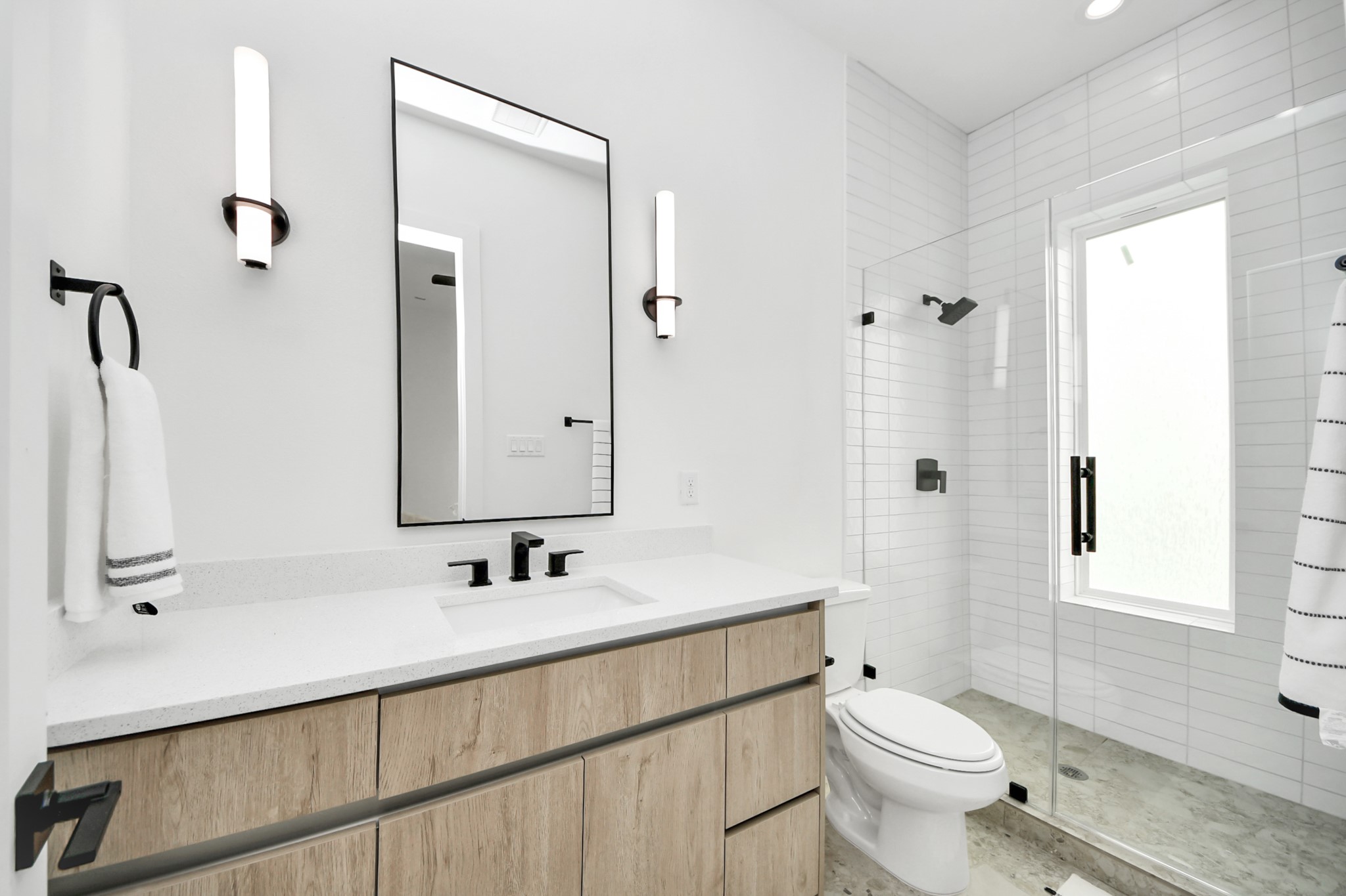 Full bathroom located off the home office.