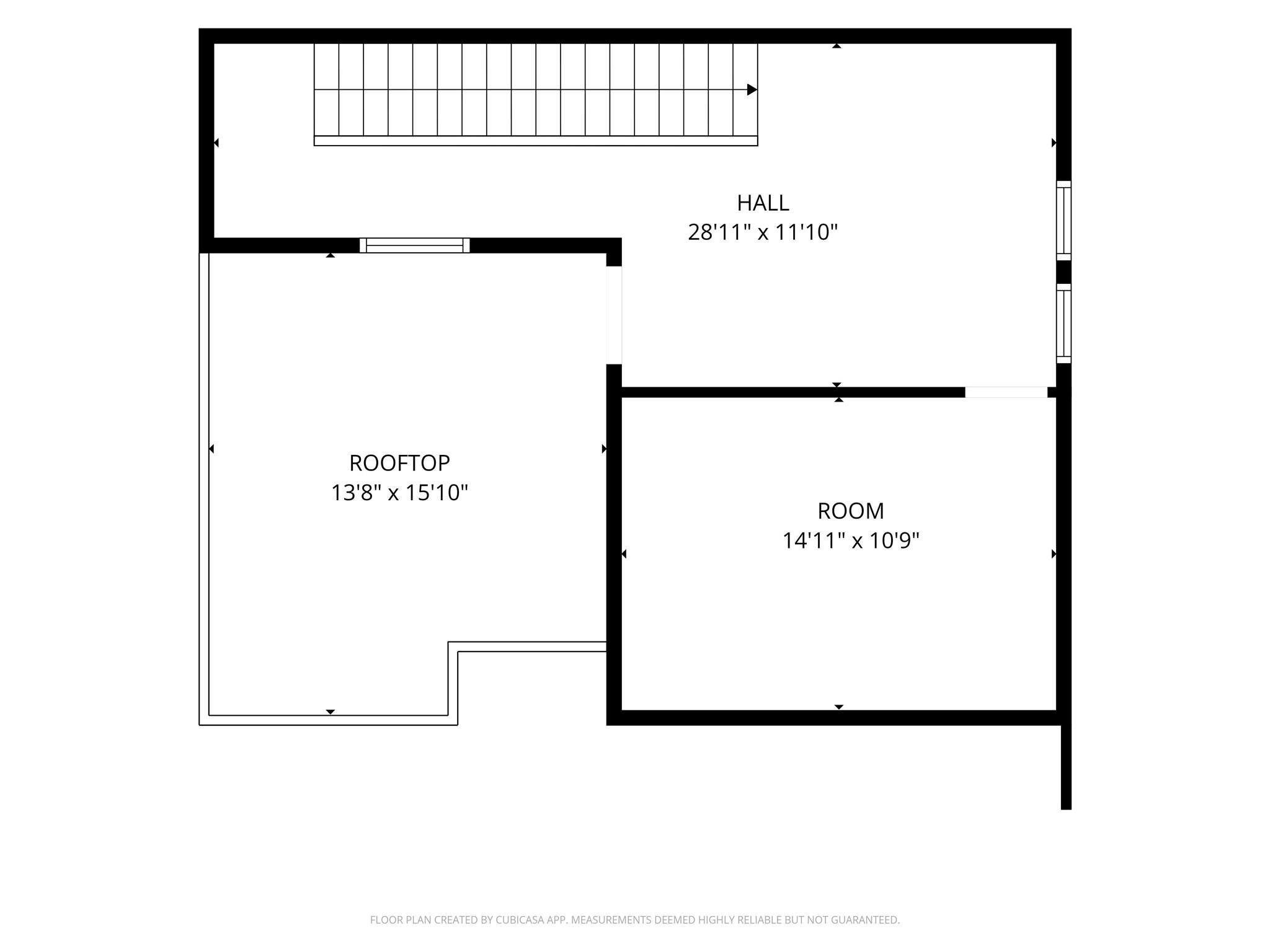 Fourth-floor plan featuring a flexible living space and rooftop terrace.