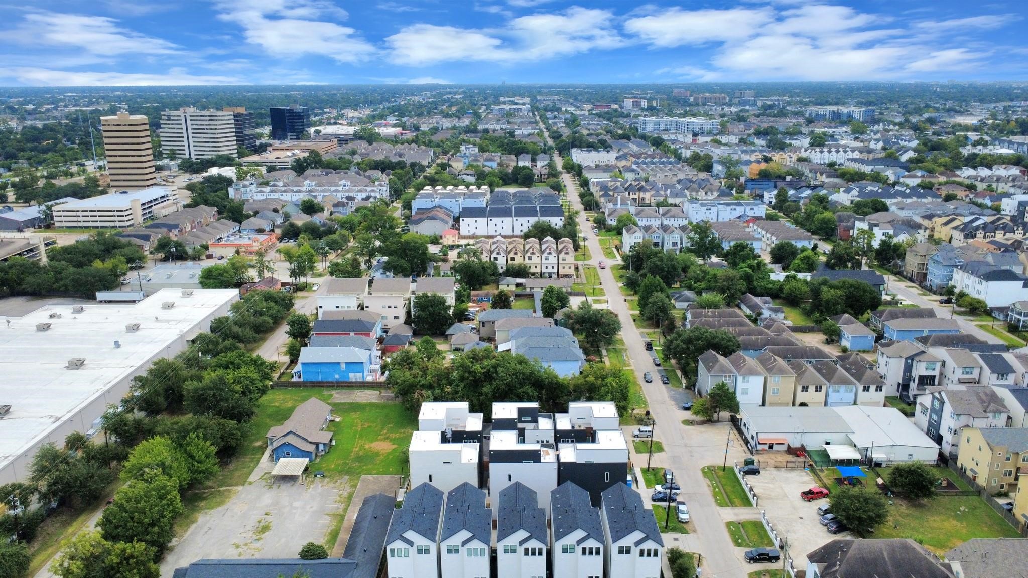 Elevated neighborhood view showcasing the propertys convenient urban location.