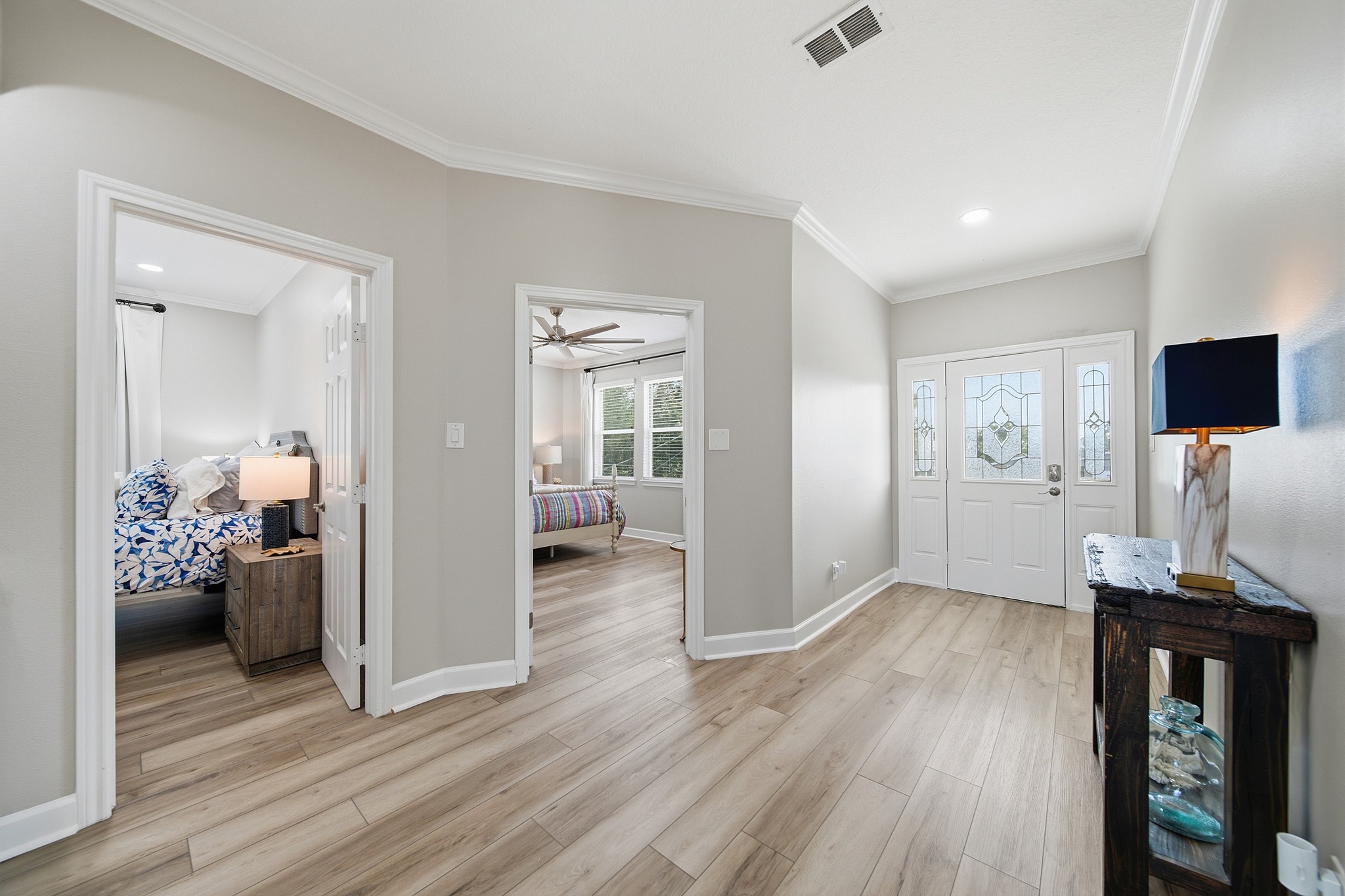 Welcome your guests through a bright, elegant, and seamless layout.