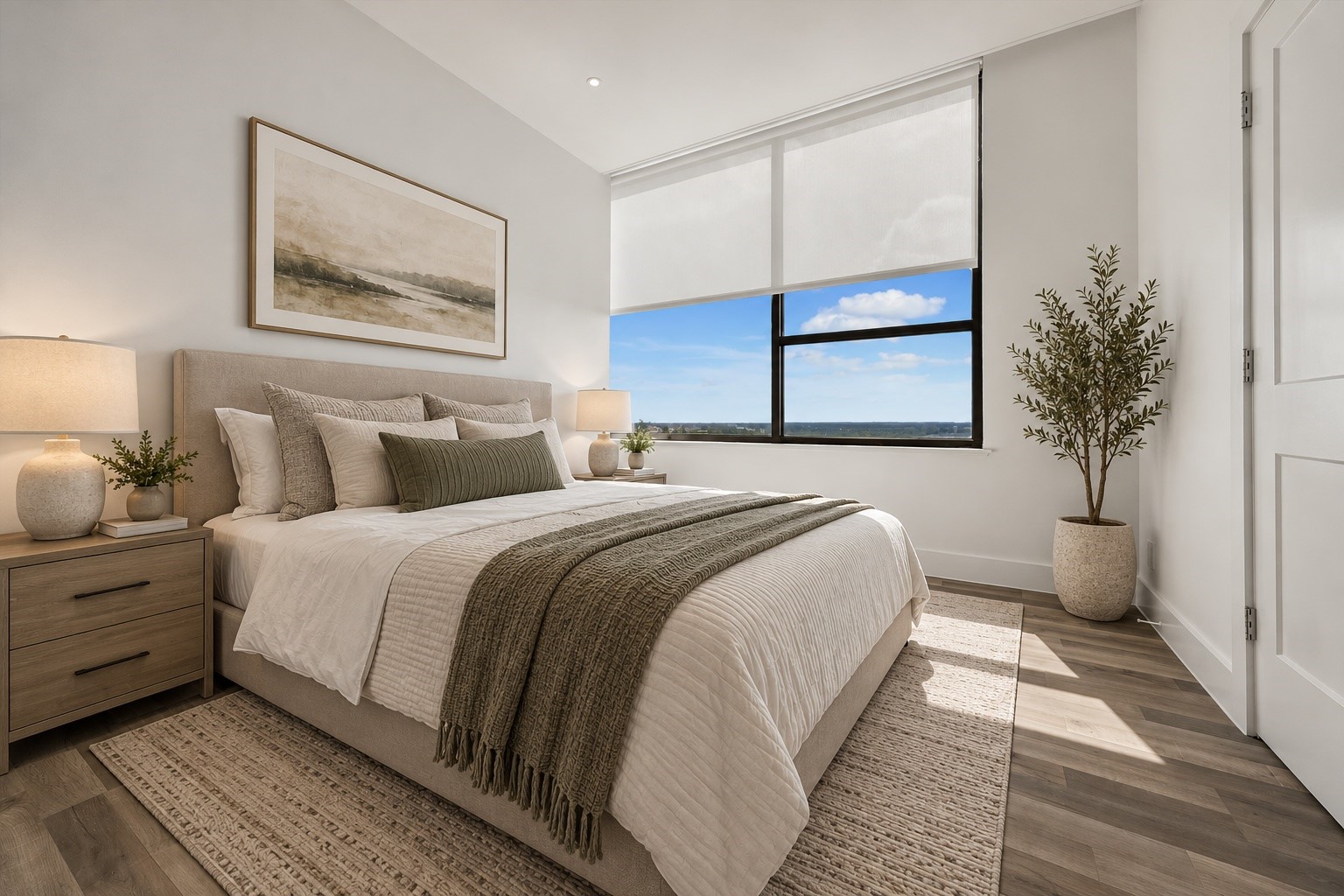 Photo has been virtually staged to illustrate the room's potential. Furniture and dcor are for illustrative purposes only and are not included in lease.