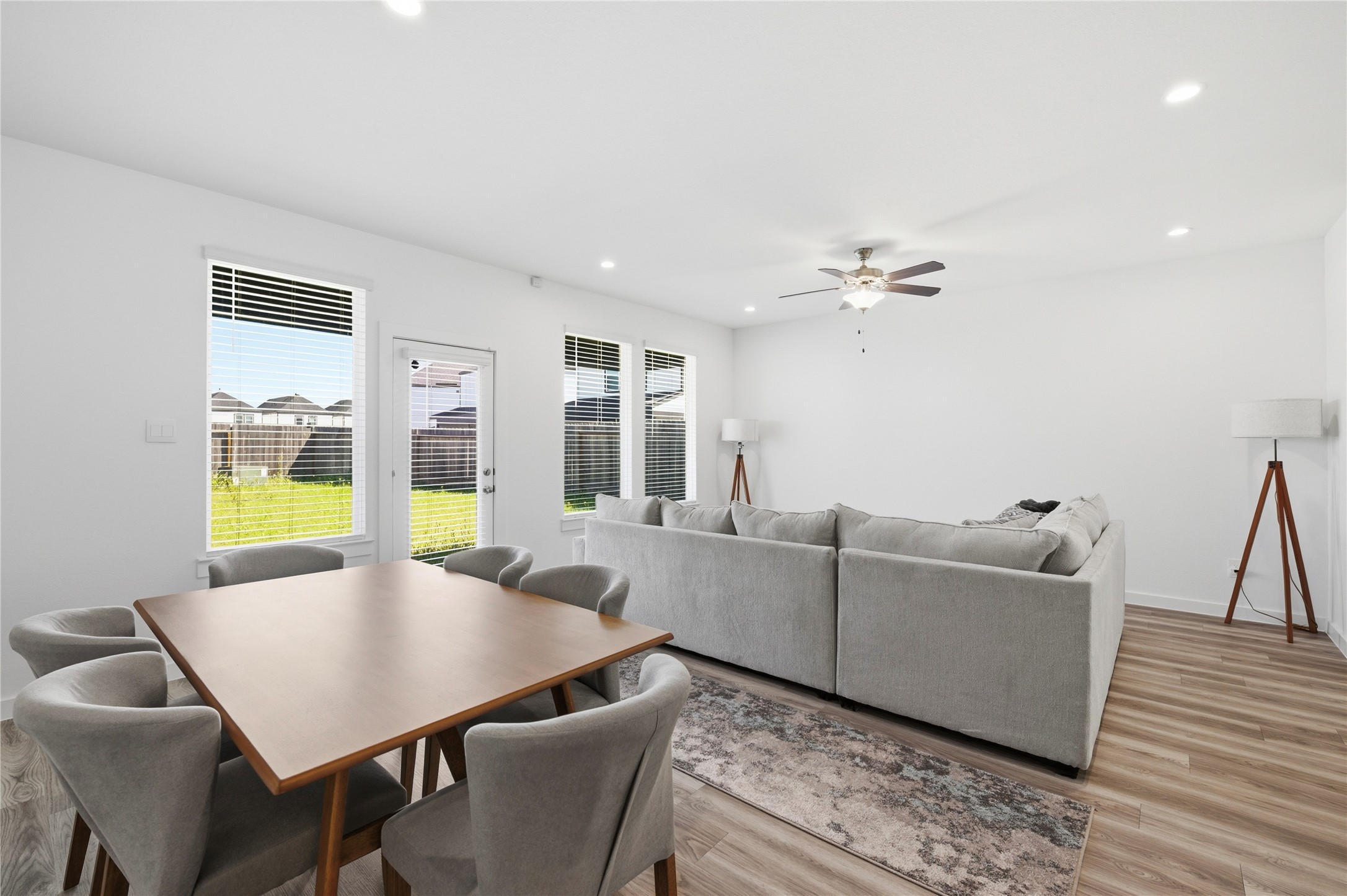 Large dining room open to the living space.