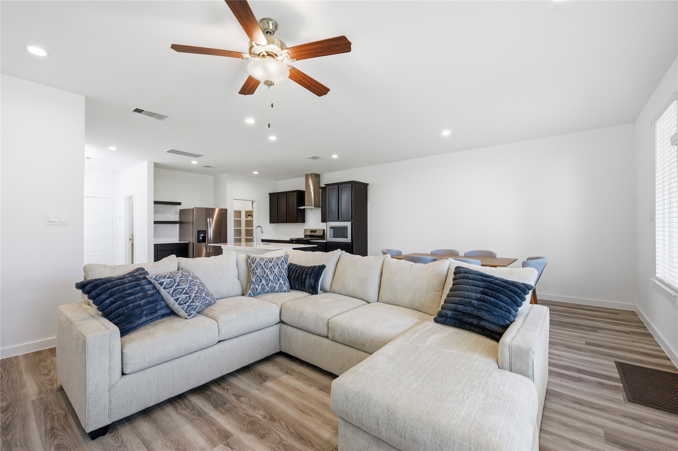 Another view of the large living room space.