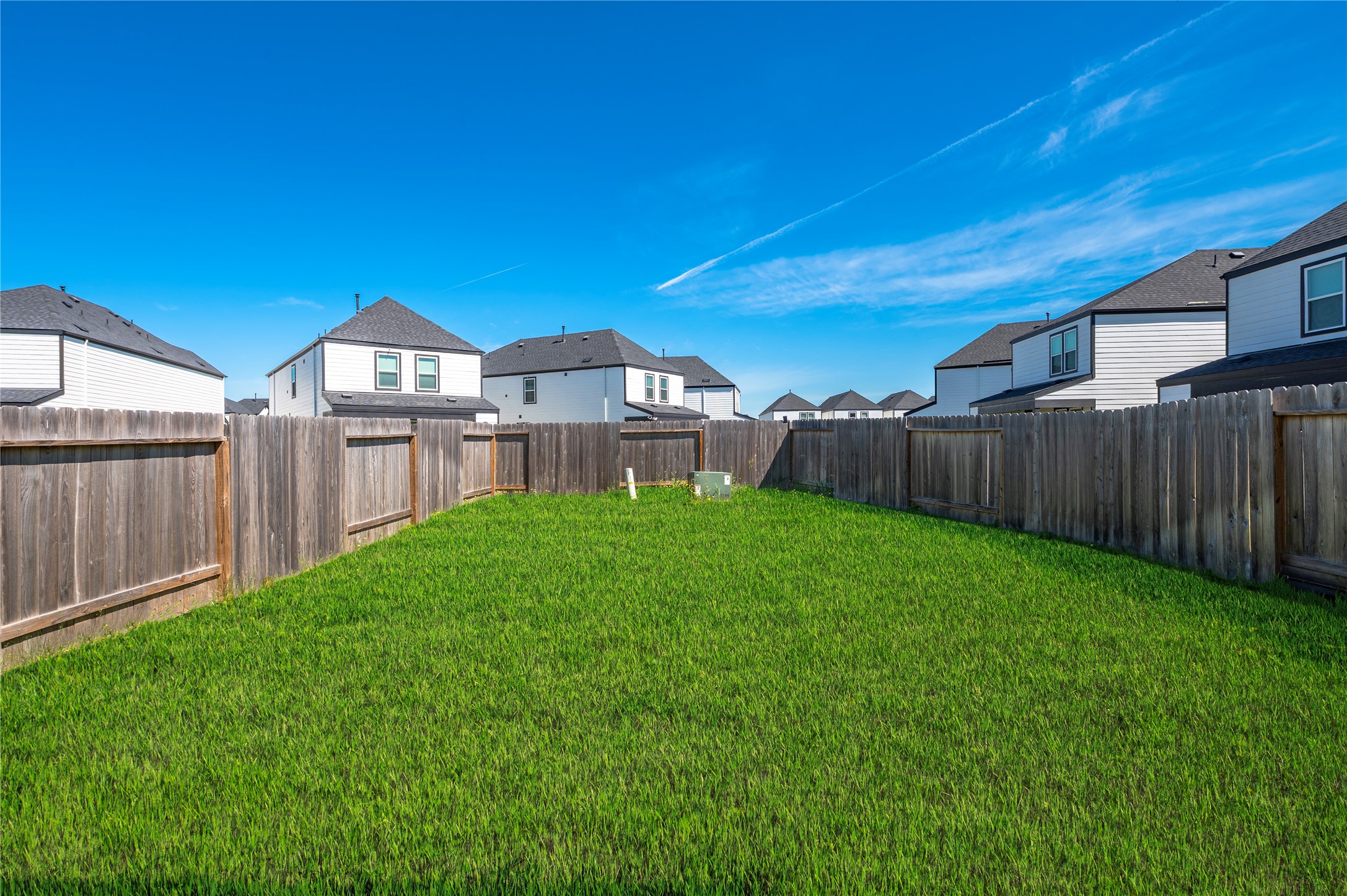 Large backyard space with privacy fencing on all sides.