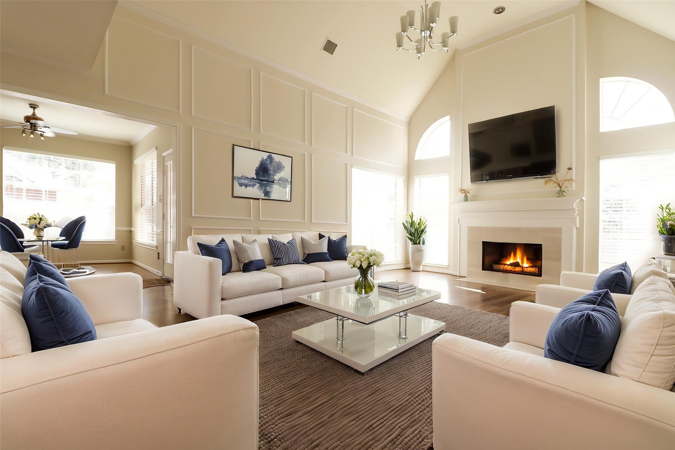 Open family room access to breakfast and kitchen with Virtual staging
