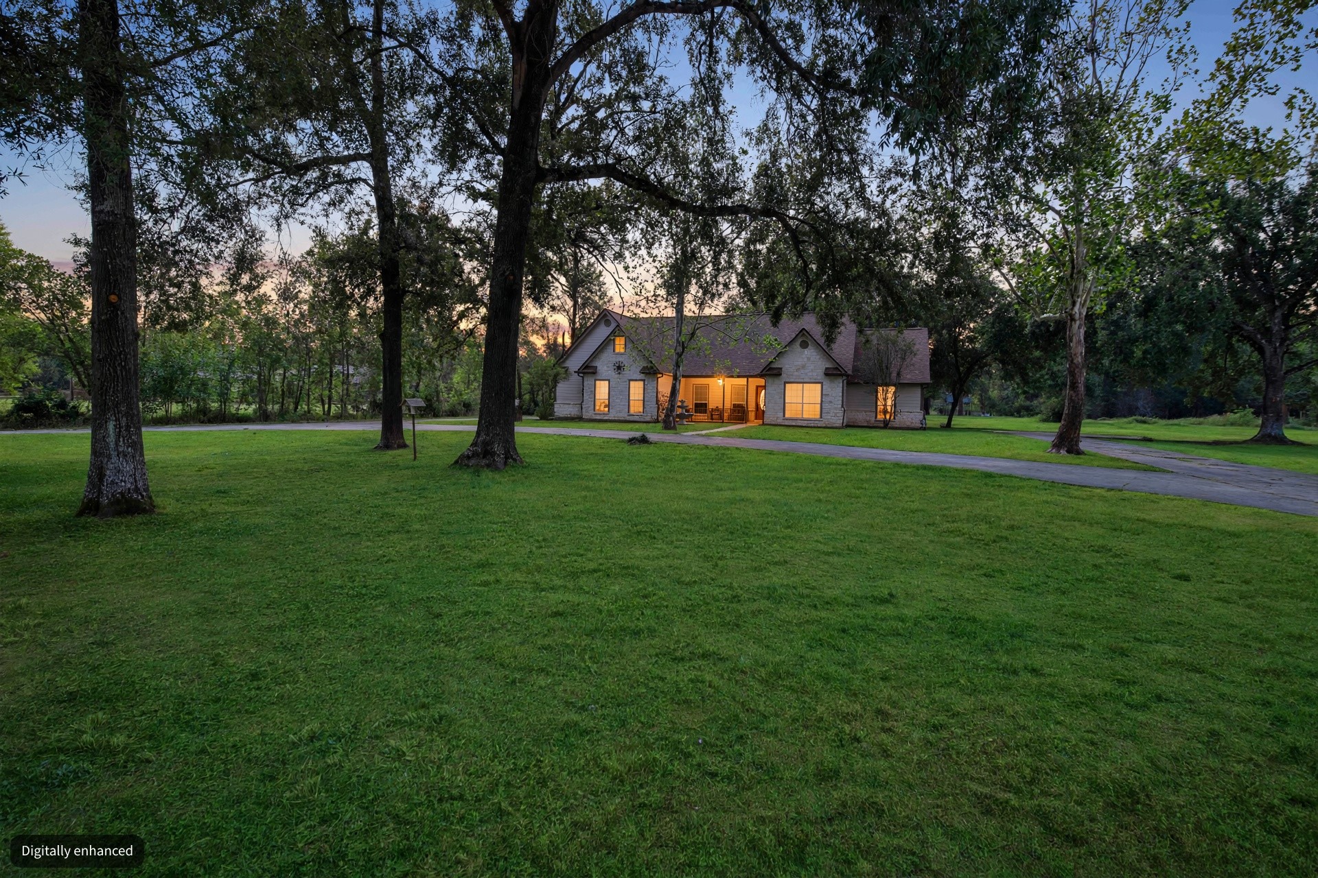Twilight view of the home.