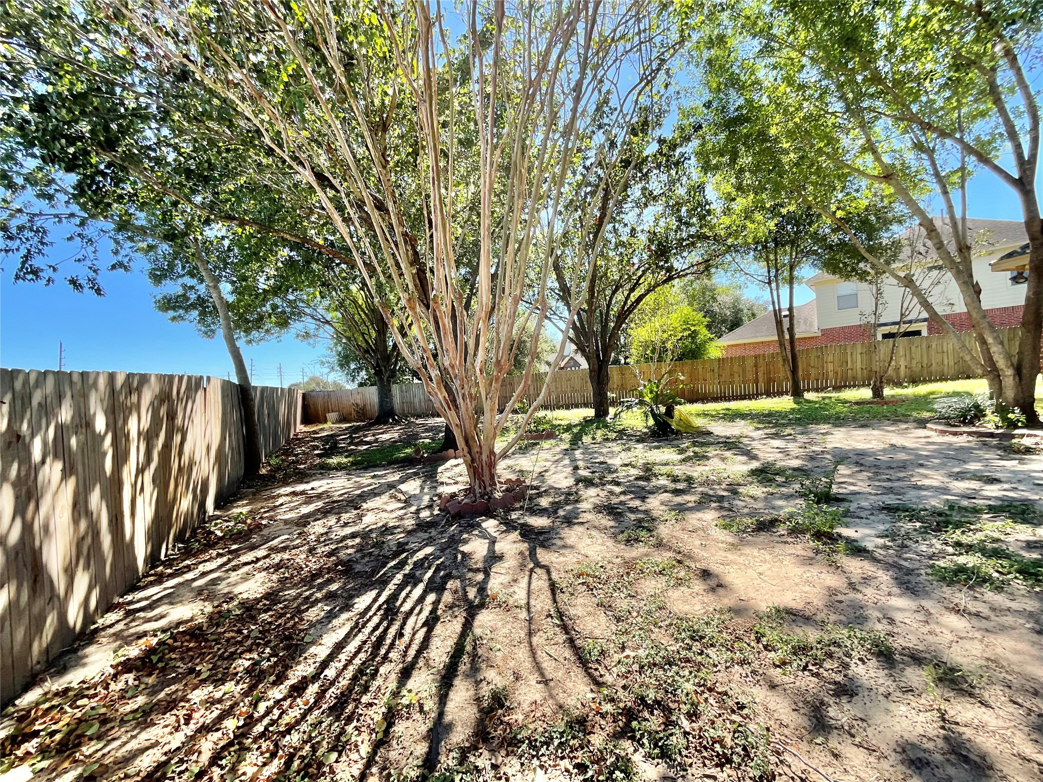 Backyard to right side of back porch along fence line