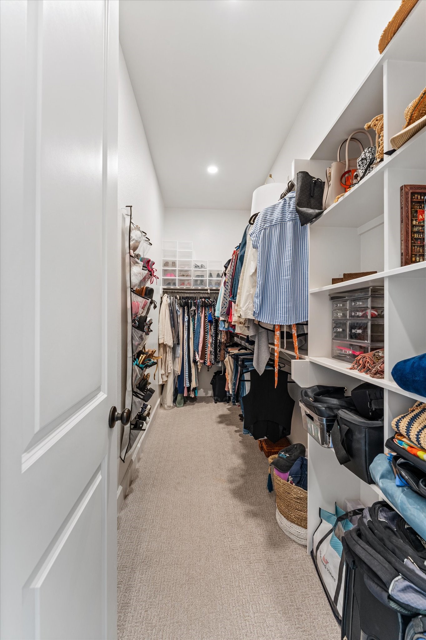 Primary closet with shelving