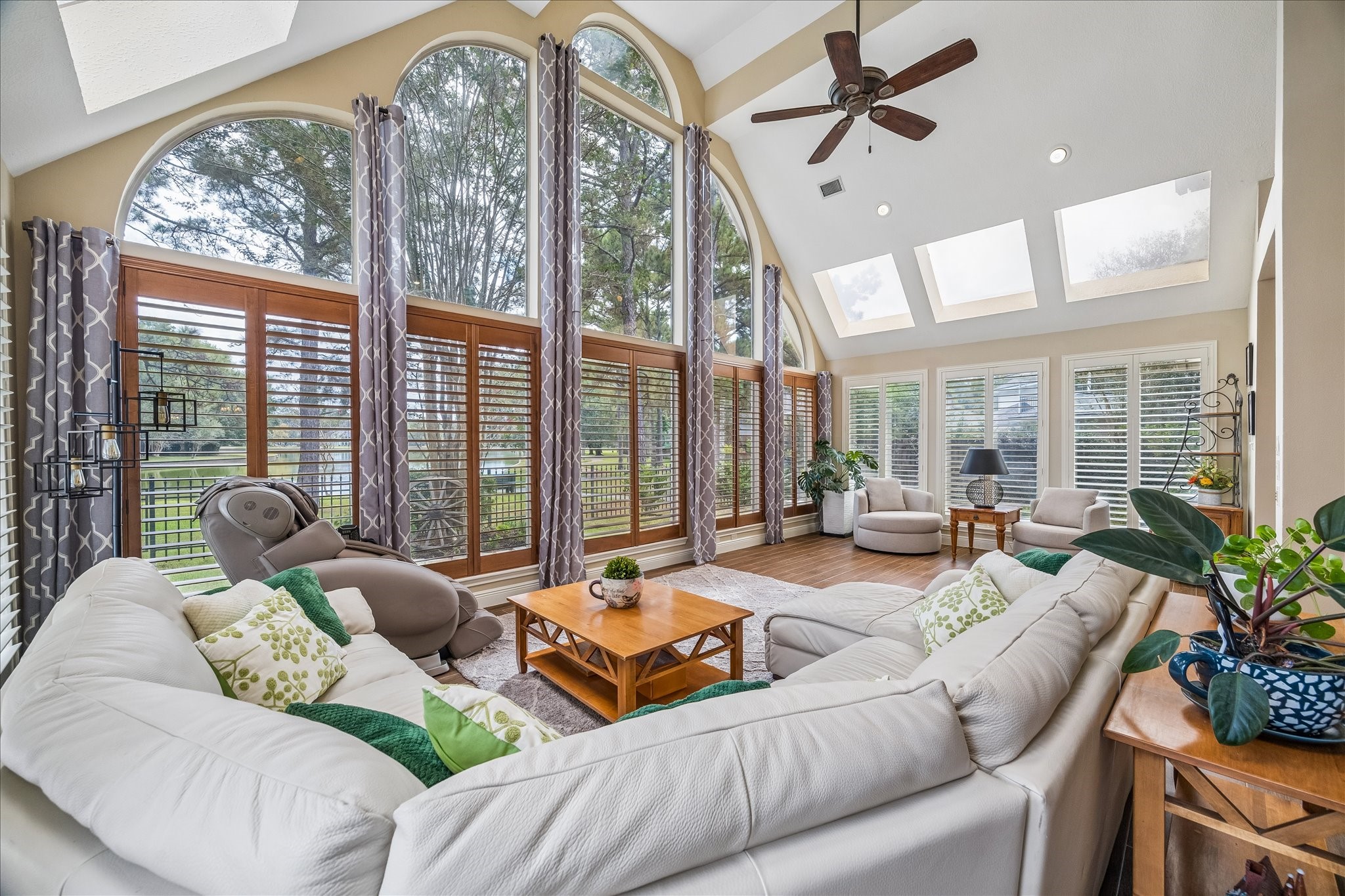 Look at the natural light in this family room!