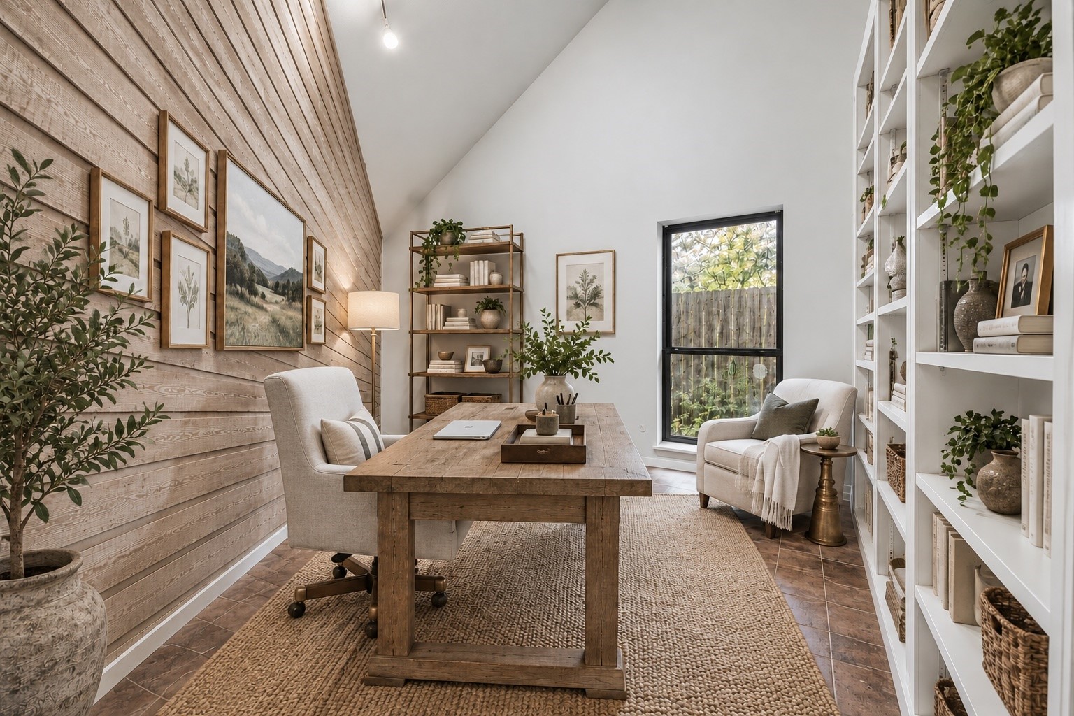 Virtually staged home office.