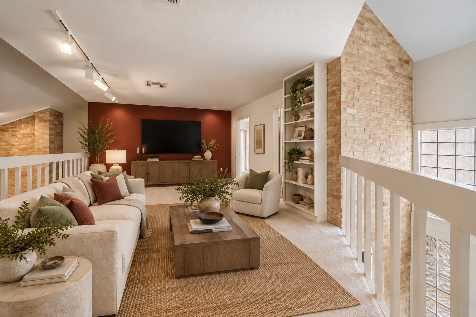 Virtually Staged Loft Gameroom.