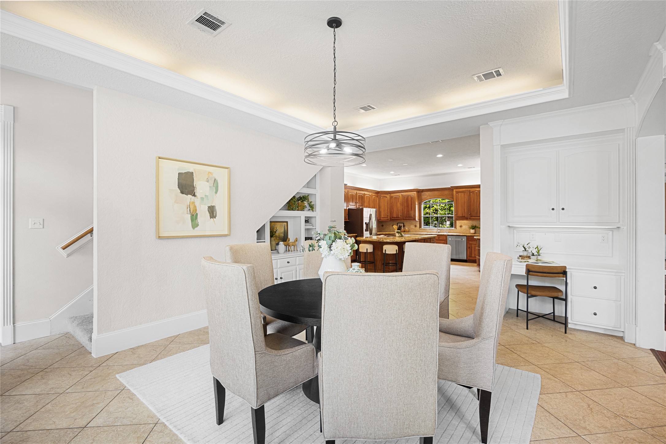 Secondary stair case situated off breakfast area.