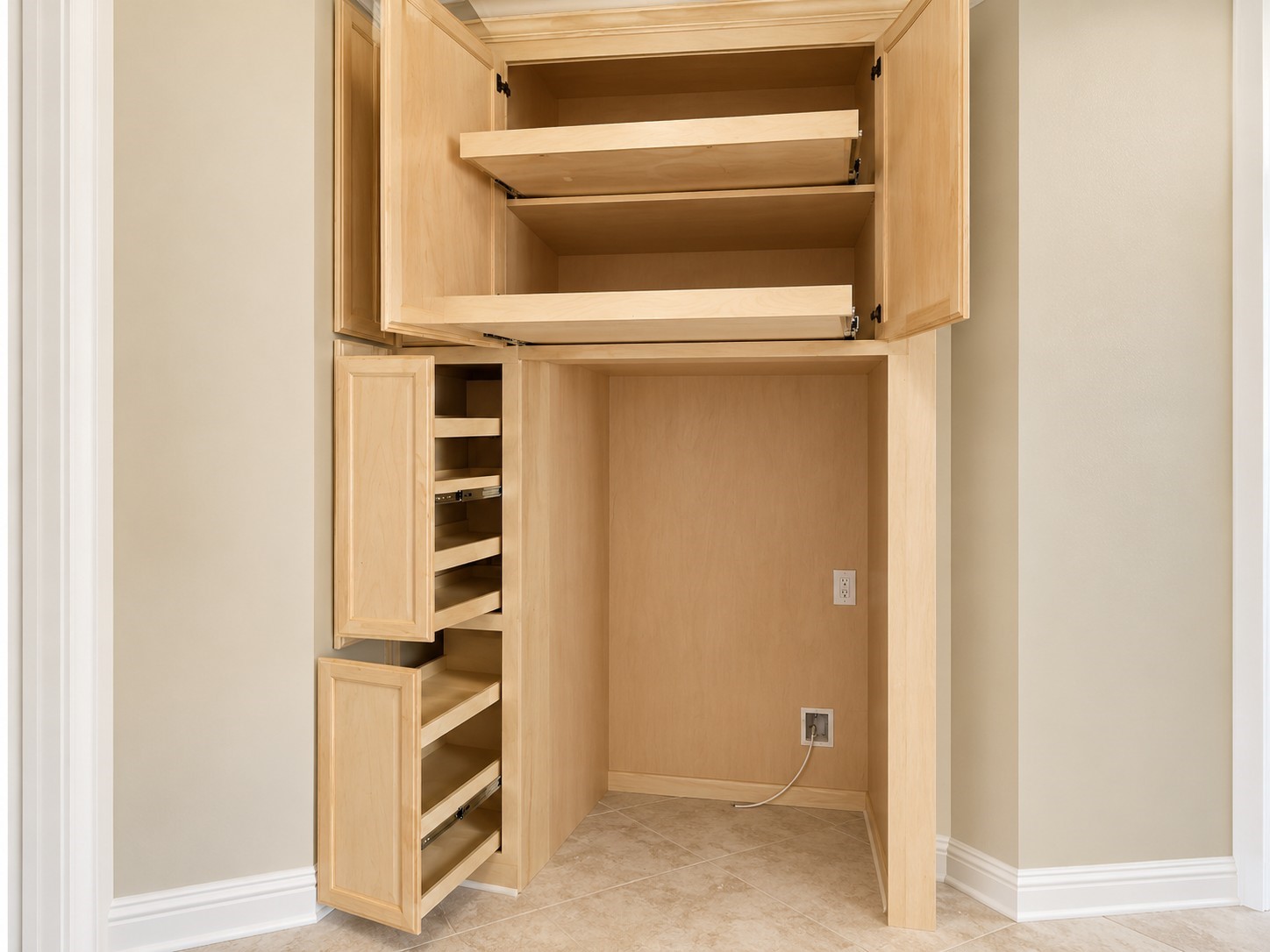 T'S WHAT'S INSIDE THAT COUNTS! A peek behind the cabinet doors reveals thoughtfully designed CUSTOM CABINETRY with convenient pull-out shelving, clever storage solutions, and exceptional organization! From the kitchen to the laundry area, these built-in features maximize space and make everyday living a breeze. THE LITTLE DETAILS MAKE A BIG DIFFERENCE!