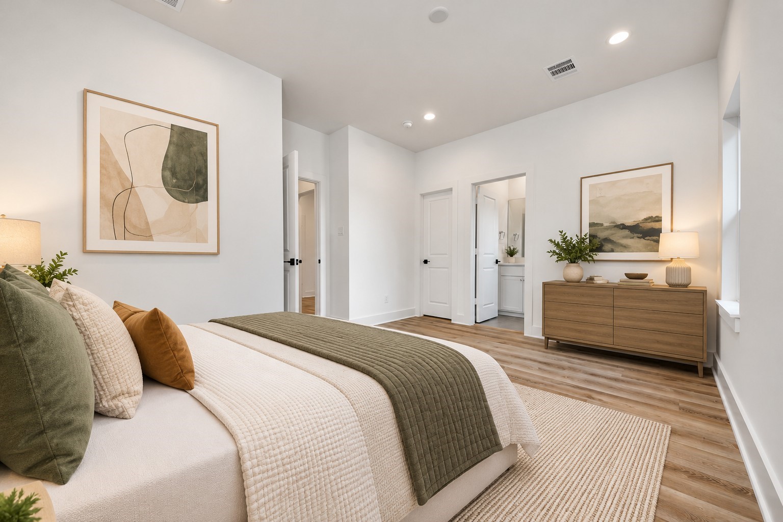 Virtually staged fourth bedroom on the second floor of Unit B.