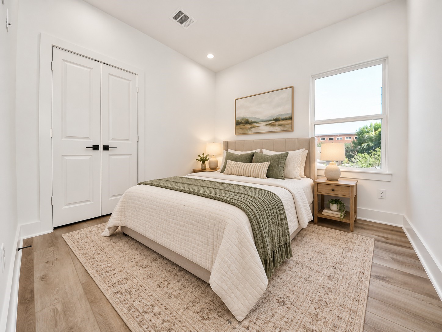 Virtually staged third bedroom on the second floor of Unit B.