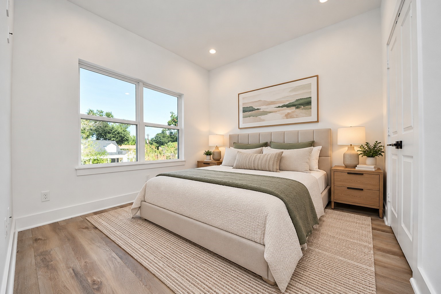 Virtually staged sixth bedroom on the second floor of Unit B.