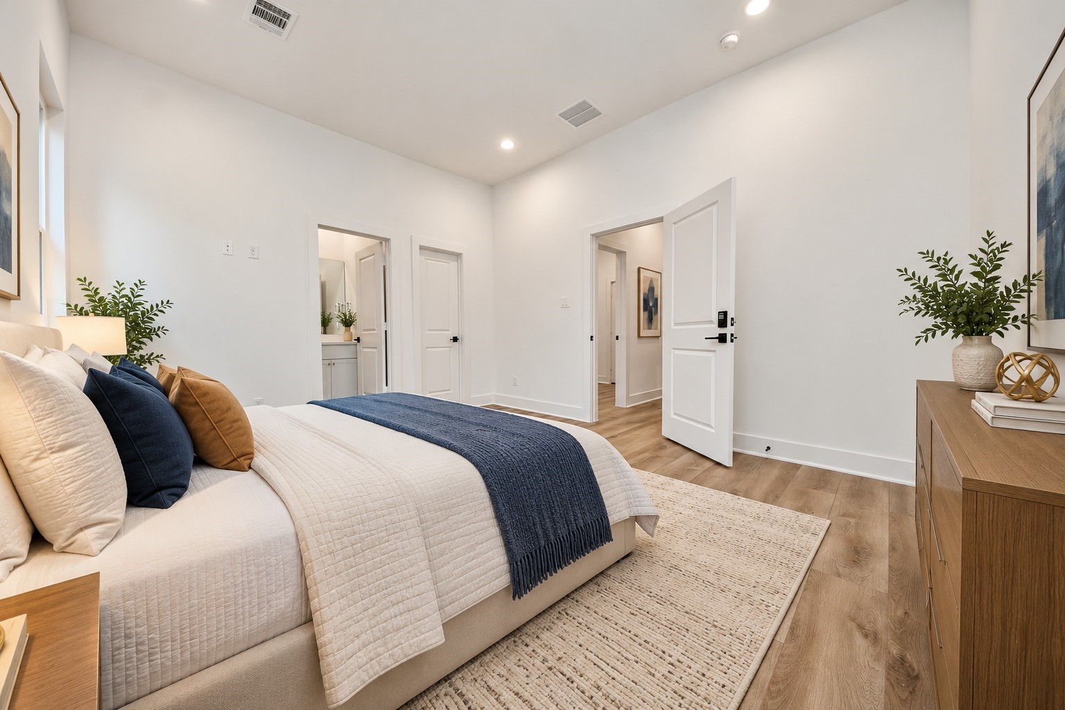 Virtually staged second bedroom on the first floor of Unit A.