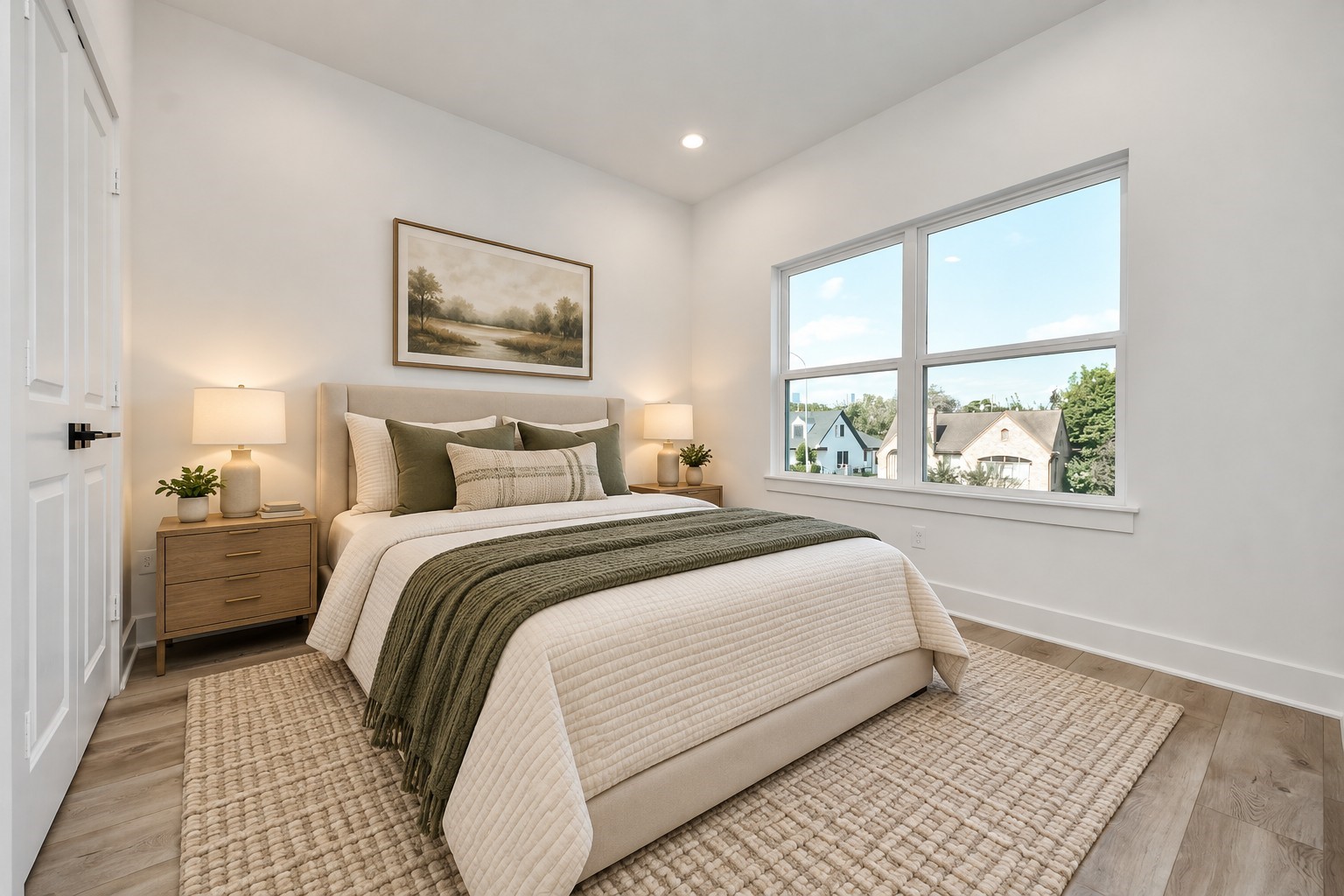 Virtually staged sixth bedroom on the second floor of Unit A.