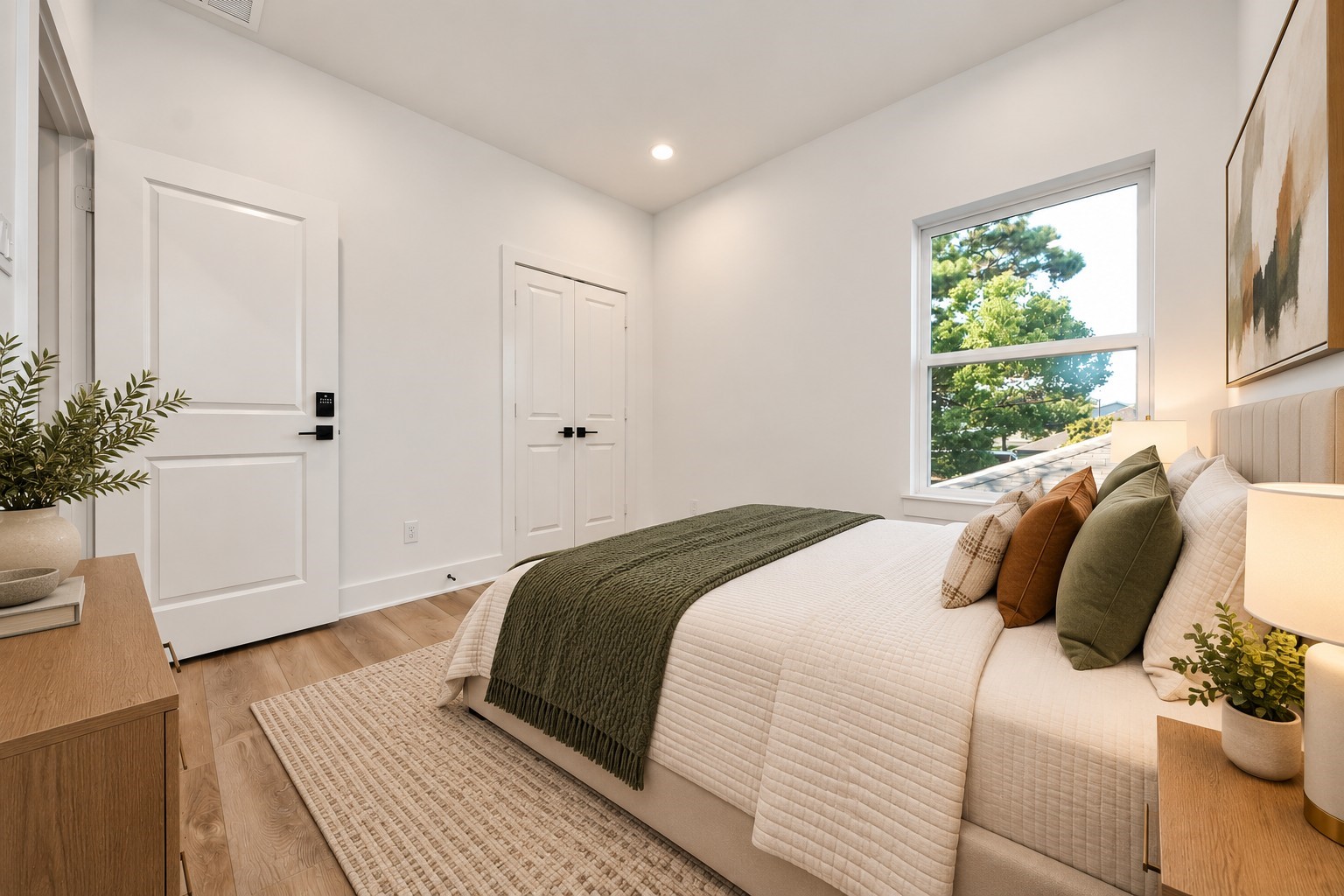 Virtually staged fifth bedroom on the second floor of Unit A.
