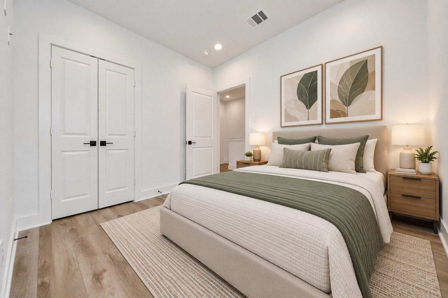Virtually staged fifth bedroom on the second floor of Unit B.