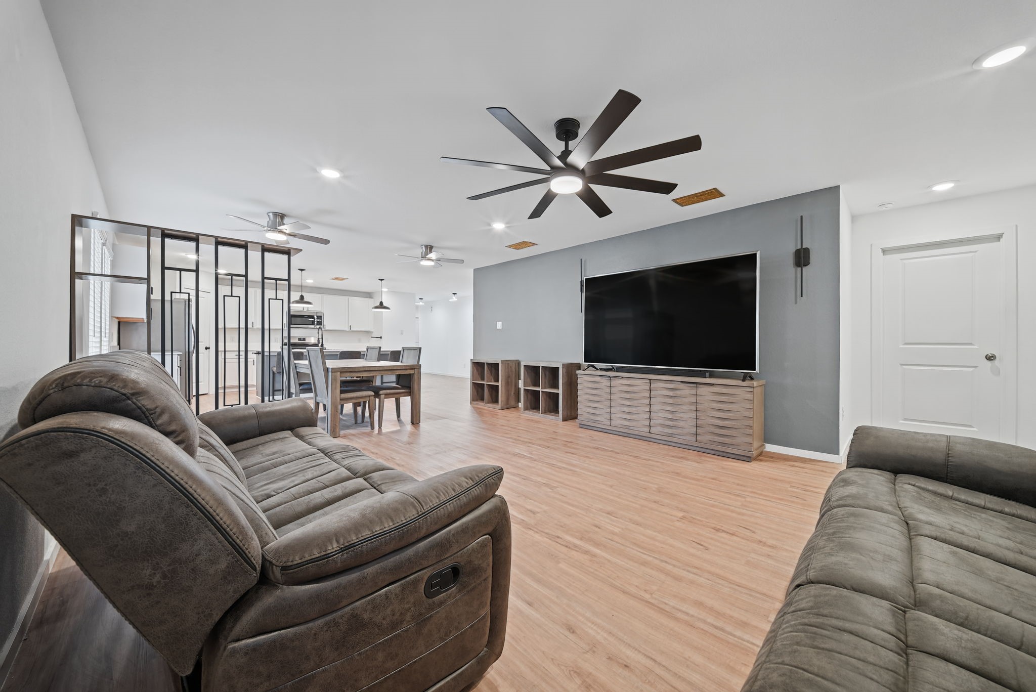 Notice upgraded ceiling fan. Notice upgraded ceiling fan.
